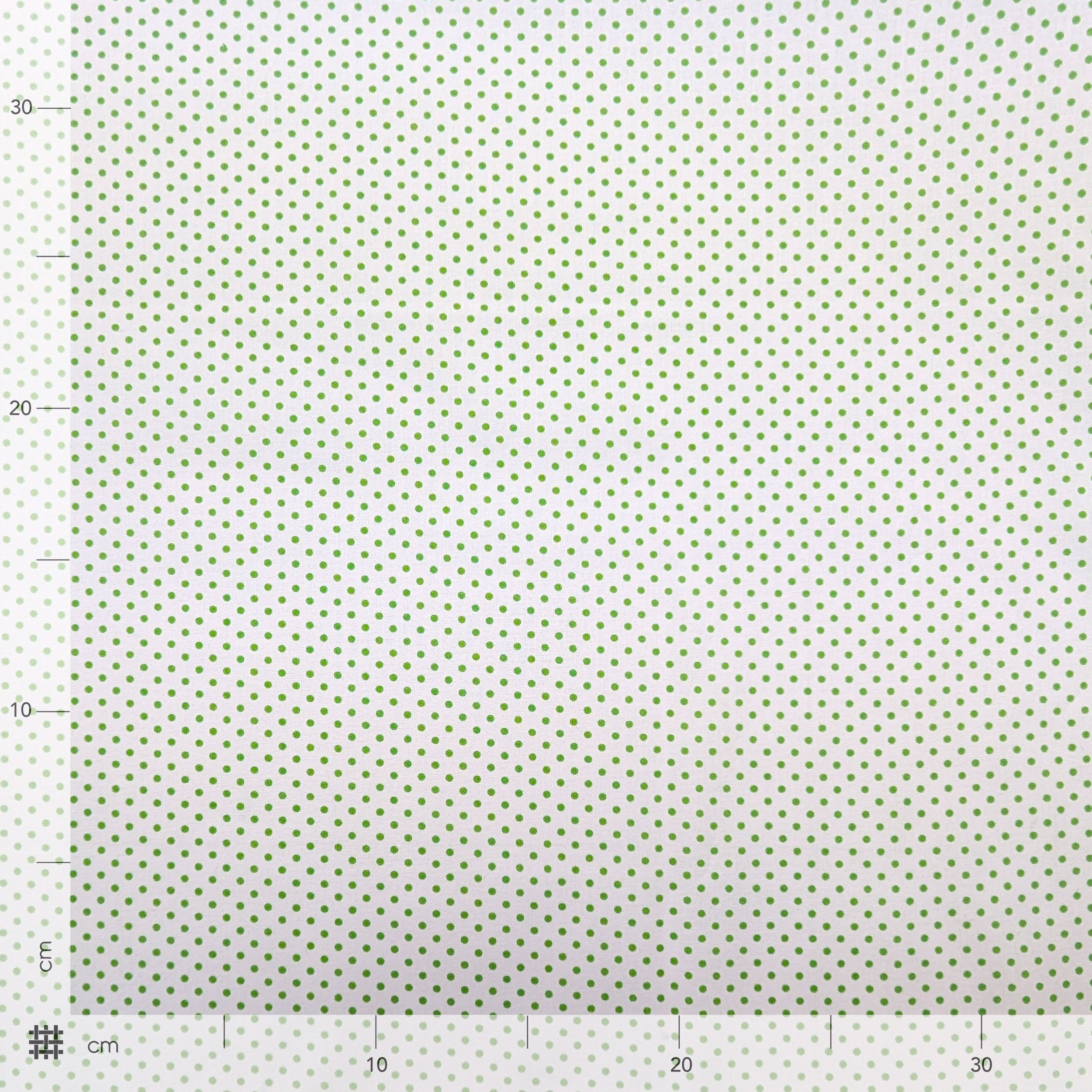 Tessuto Cotone Bianco a Pois Verdi Image
