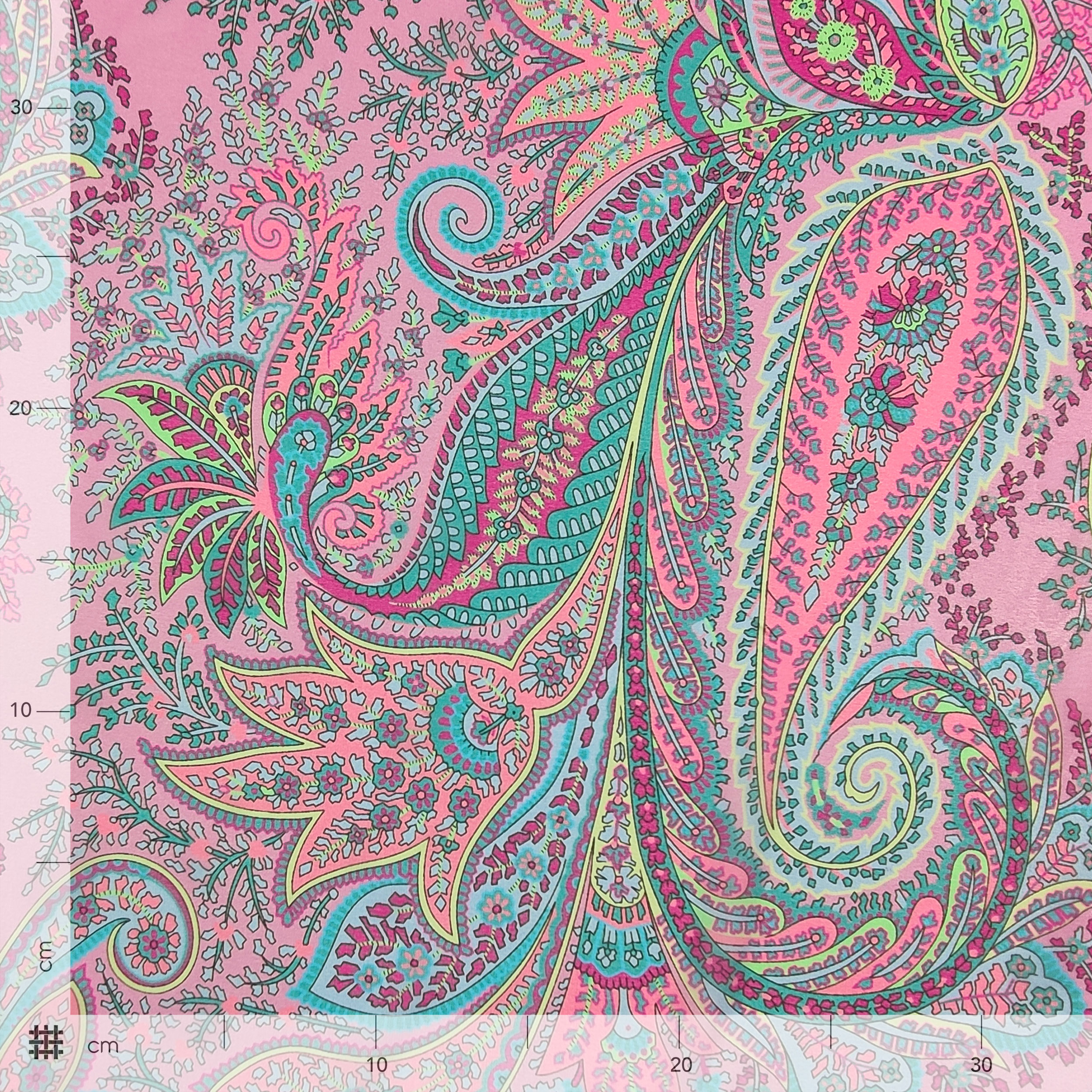 Chiffon in Seta Elasticizzata Fantasia Cachemire Fuxia