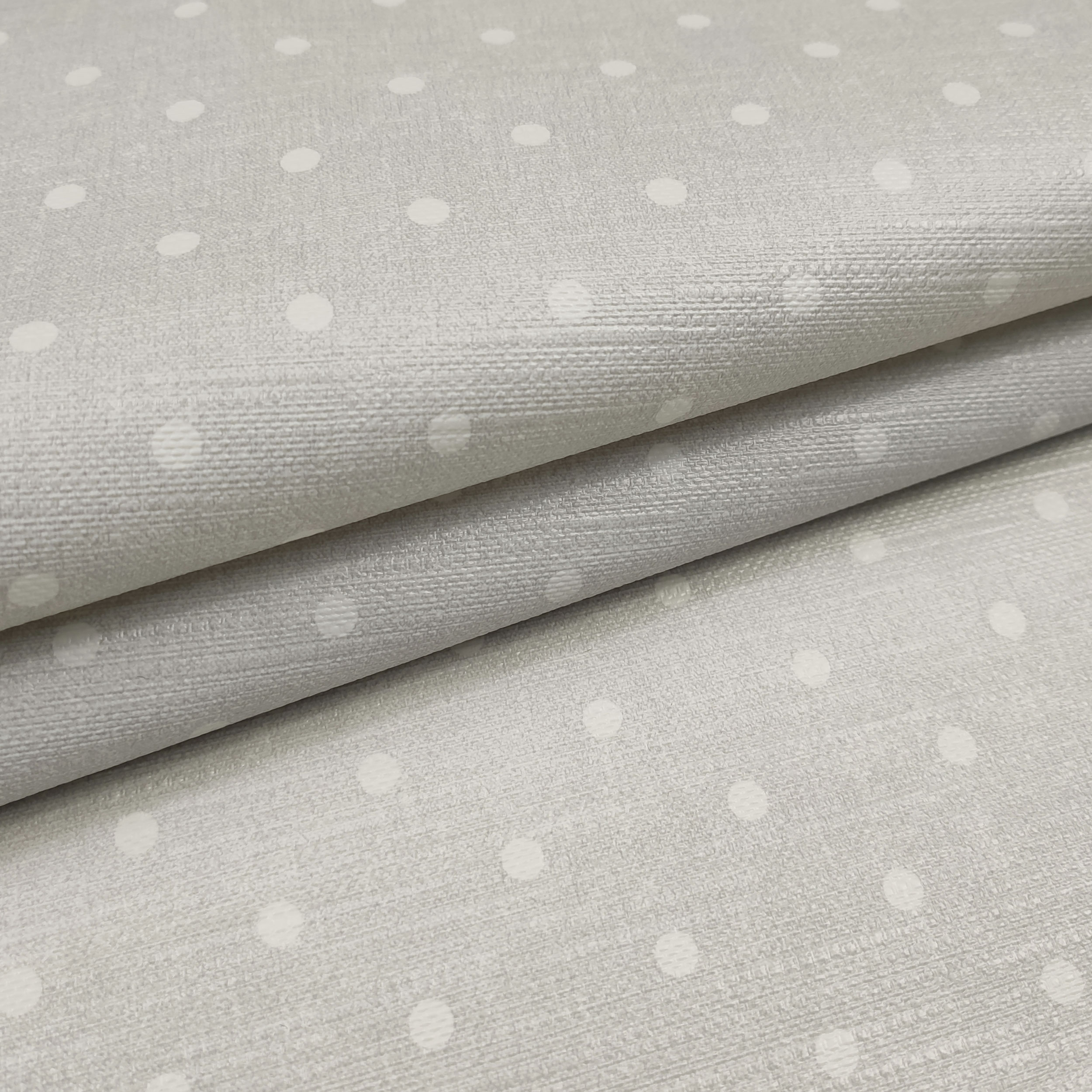 Tessuto per Tovaglia Plastificata Pois Bianchi Sfondo Grigio Image