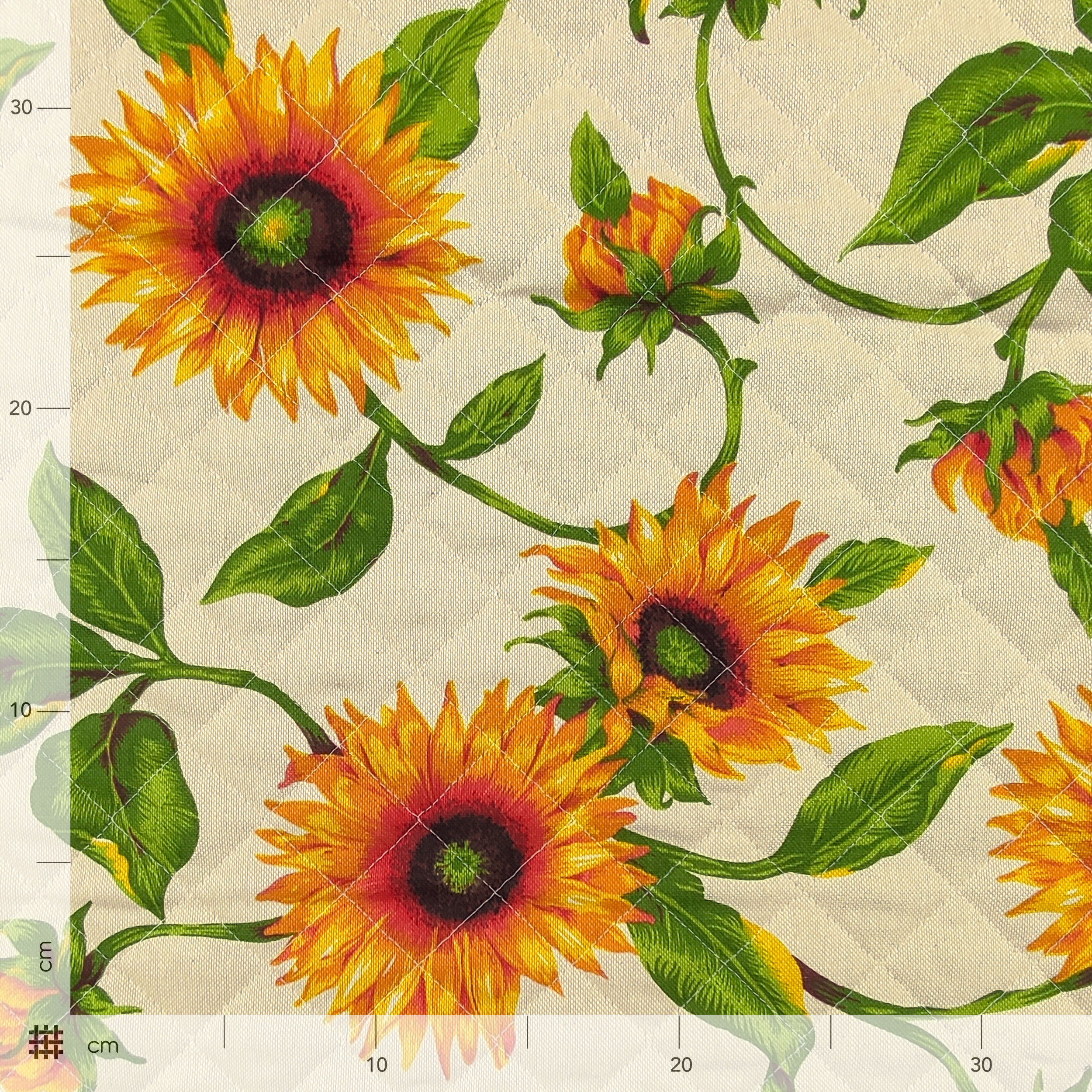 Tessuto Trapuntato Girasoli Sfondo Beige