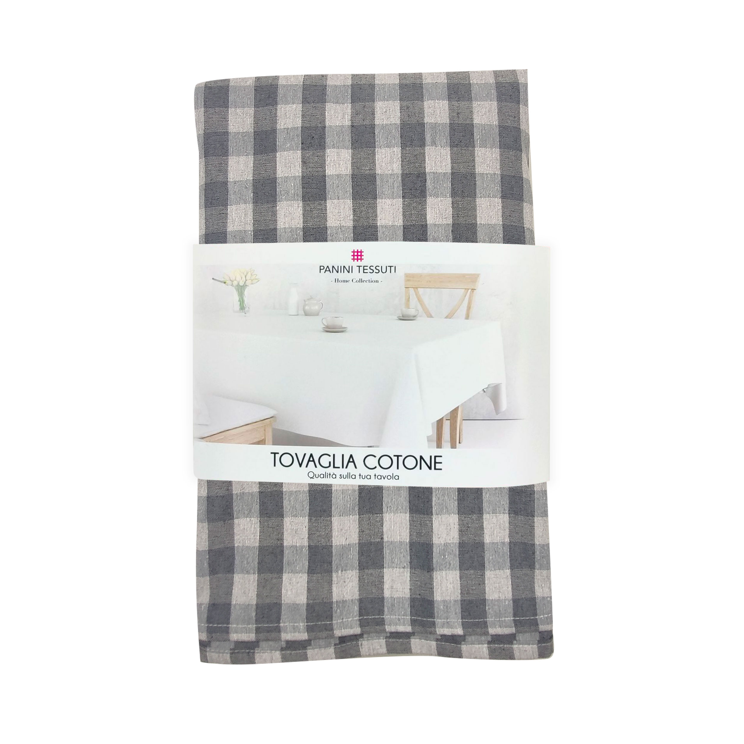Tovaglia Confezionata a Quadretti in Grigio 140x180 cm Image