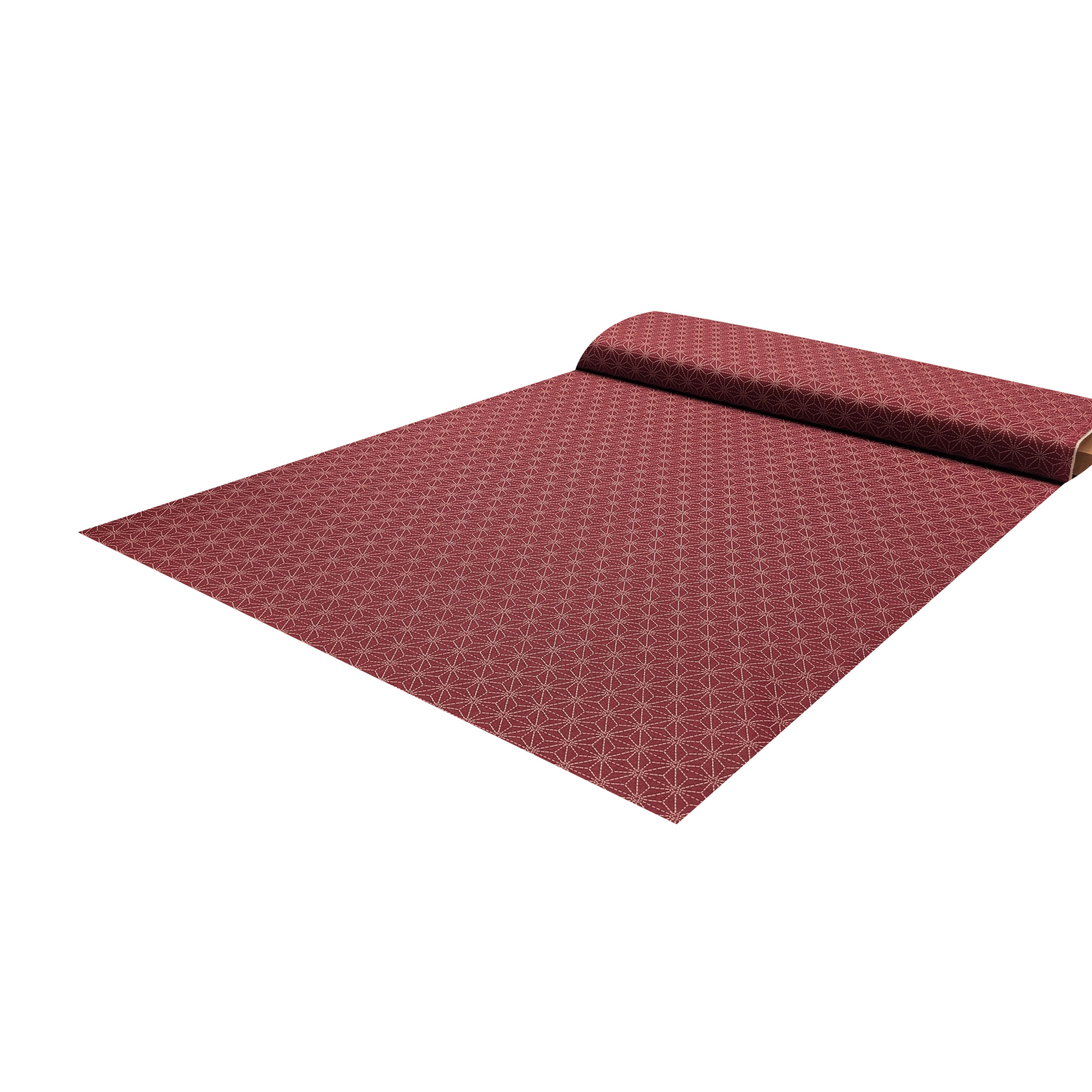 Popeline Cotone Bordeaux con Stelle Geometriche Image