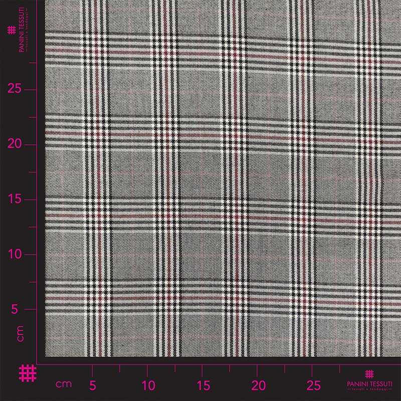 Tessuto Scozzese Quadri Bordeaux e Marrone