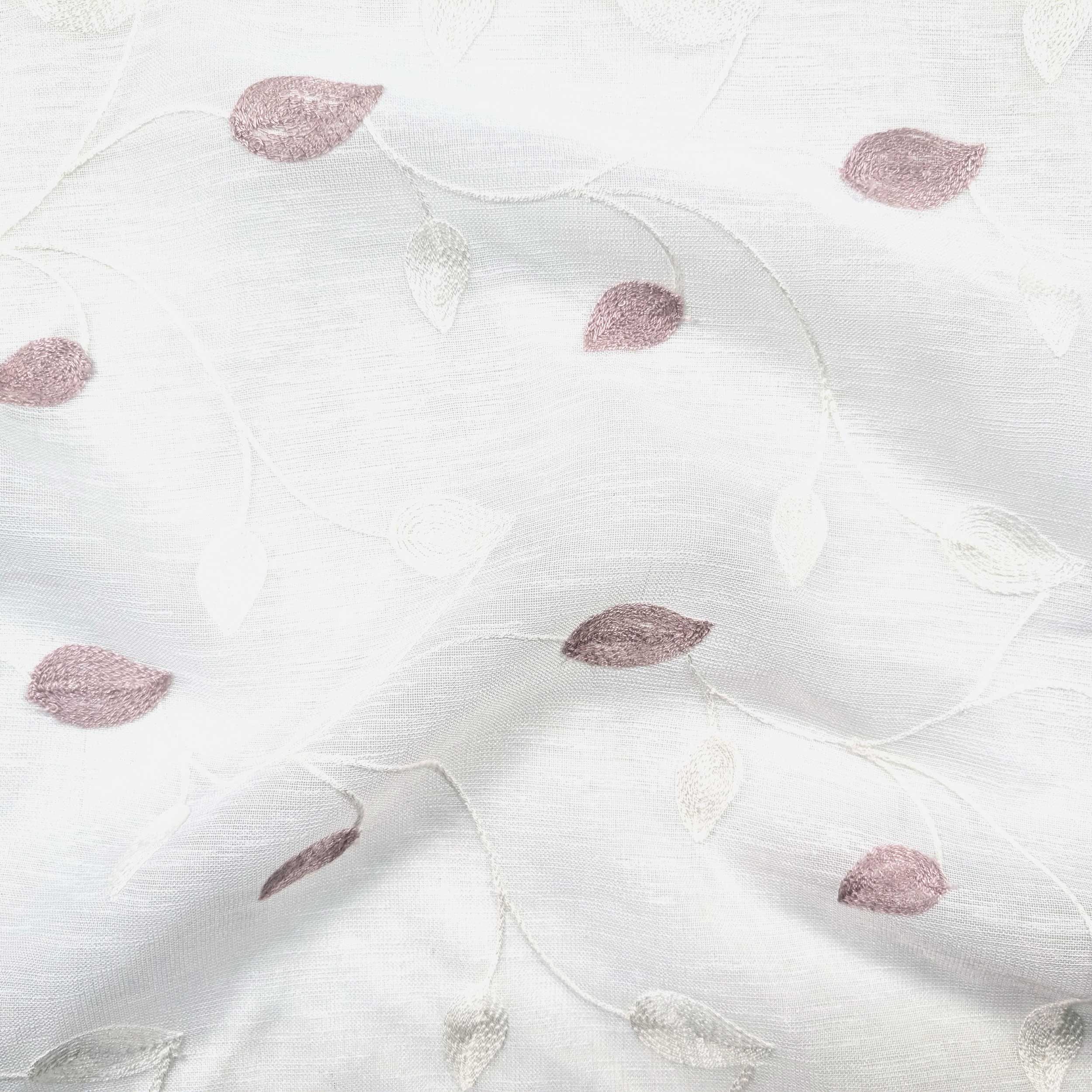 Tessuto Tendino Foglie Ricamate - Rosa Image