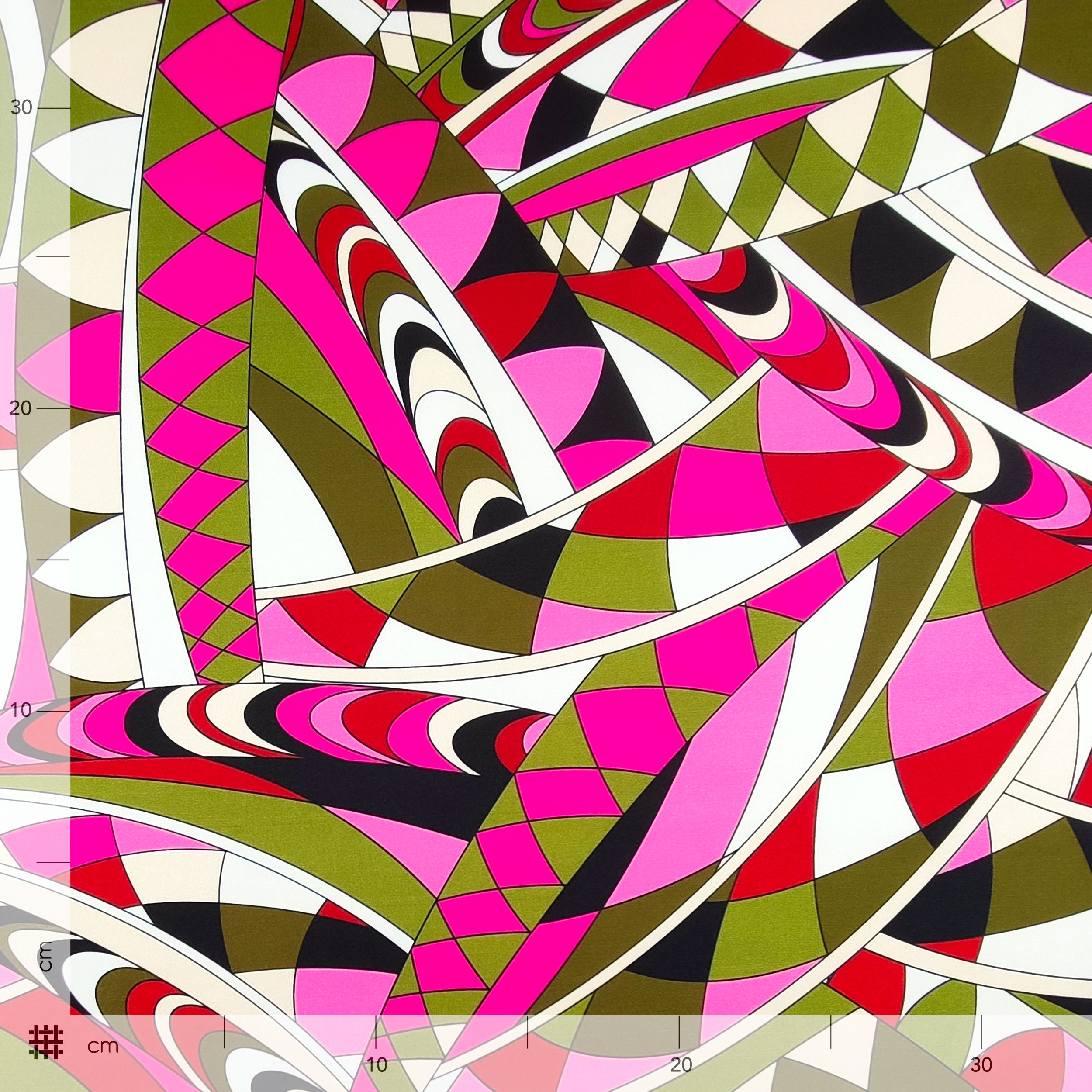 Rasetto Elasticizzato Setato Moda Fantasia Astratta Fuxia