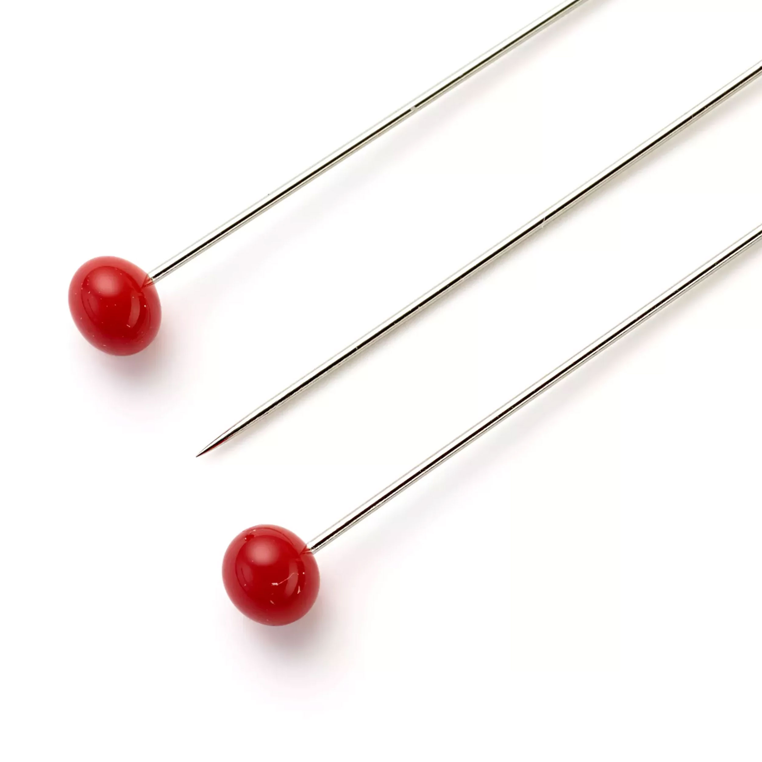 Spilli Super Fini Prym Testa Vetro Rosso Image