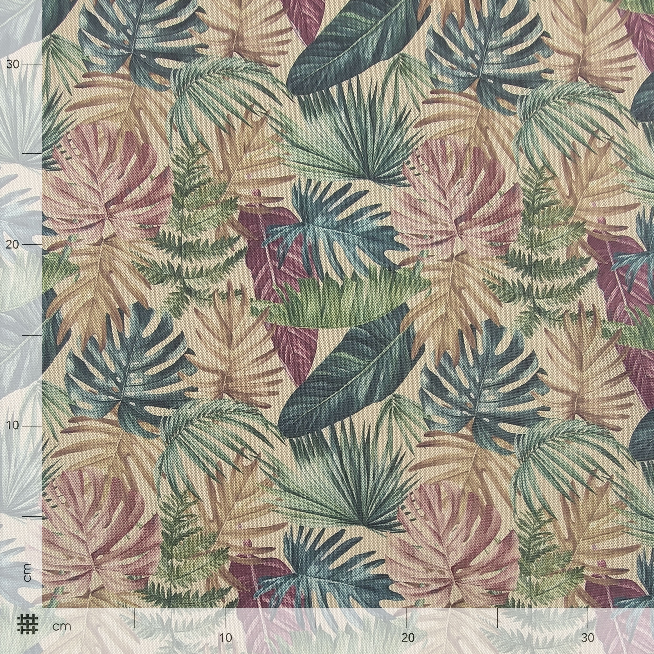 Tessuto Misto Cotone Foglie Tropicali