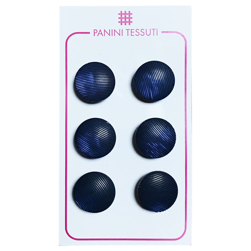 Bottoni Tondi Rigati Colore Blu 6 Pezzi - Lin 24