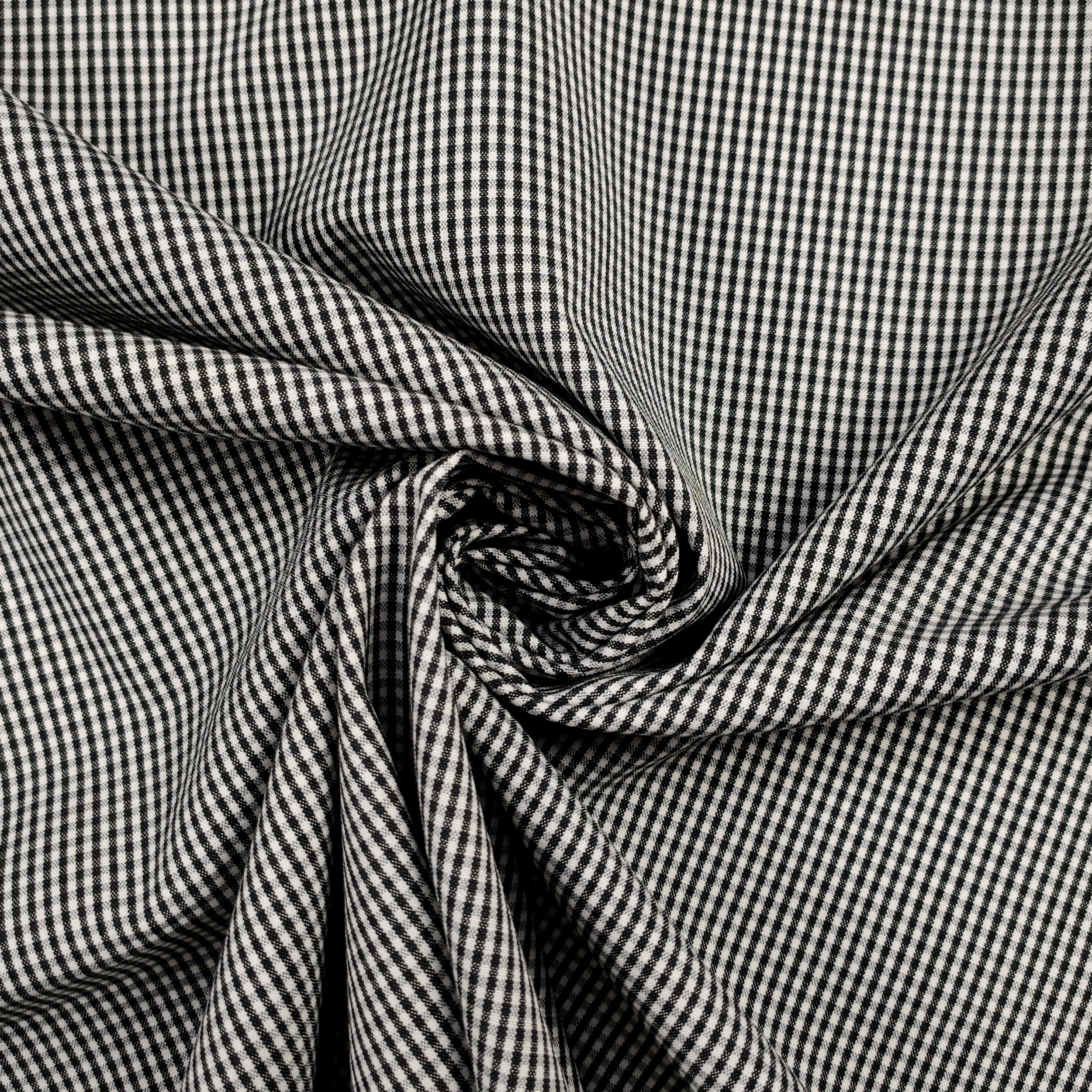 Tessuto Elasticizzato Micro Quadretto Bianco e Nero