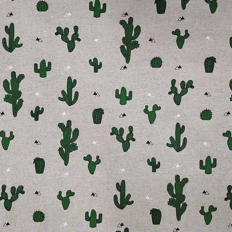 Tessuto Misto Cotone Cactus Sfondo Ecrù