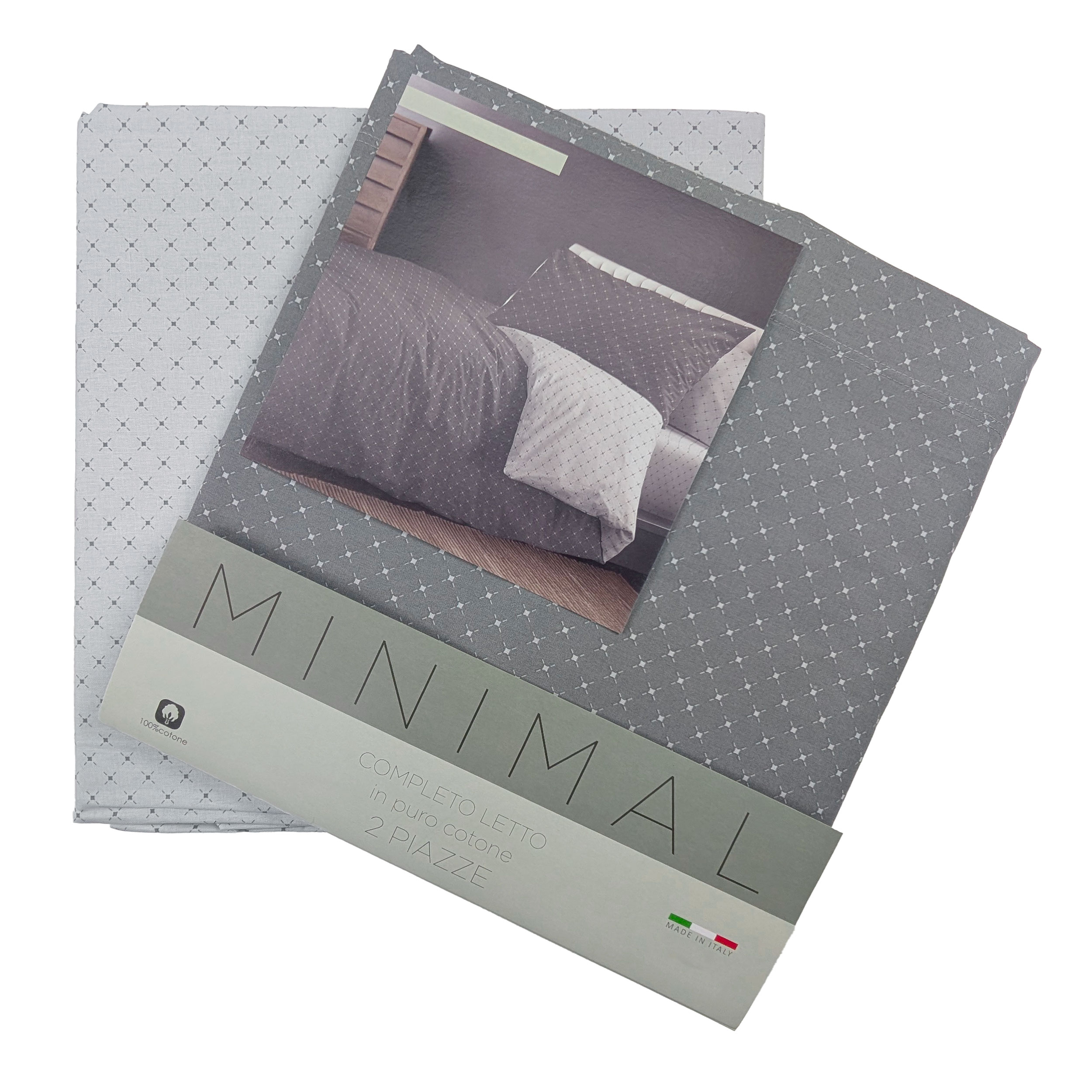 Completo Letto Matrimoniale Minimal Rombi Grigi Image