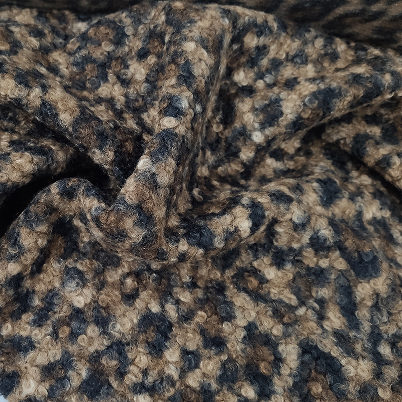 Tessuto Bouclè Cappotto Leopardato