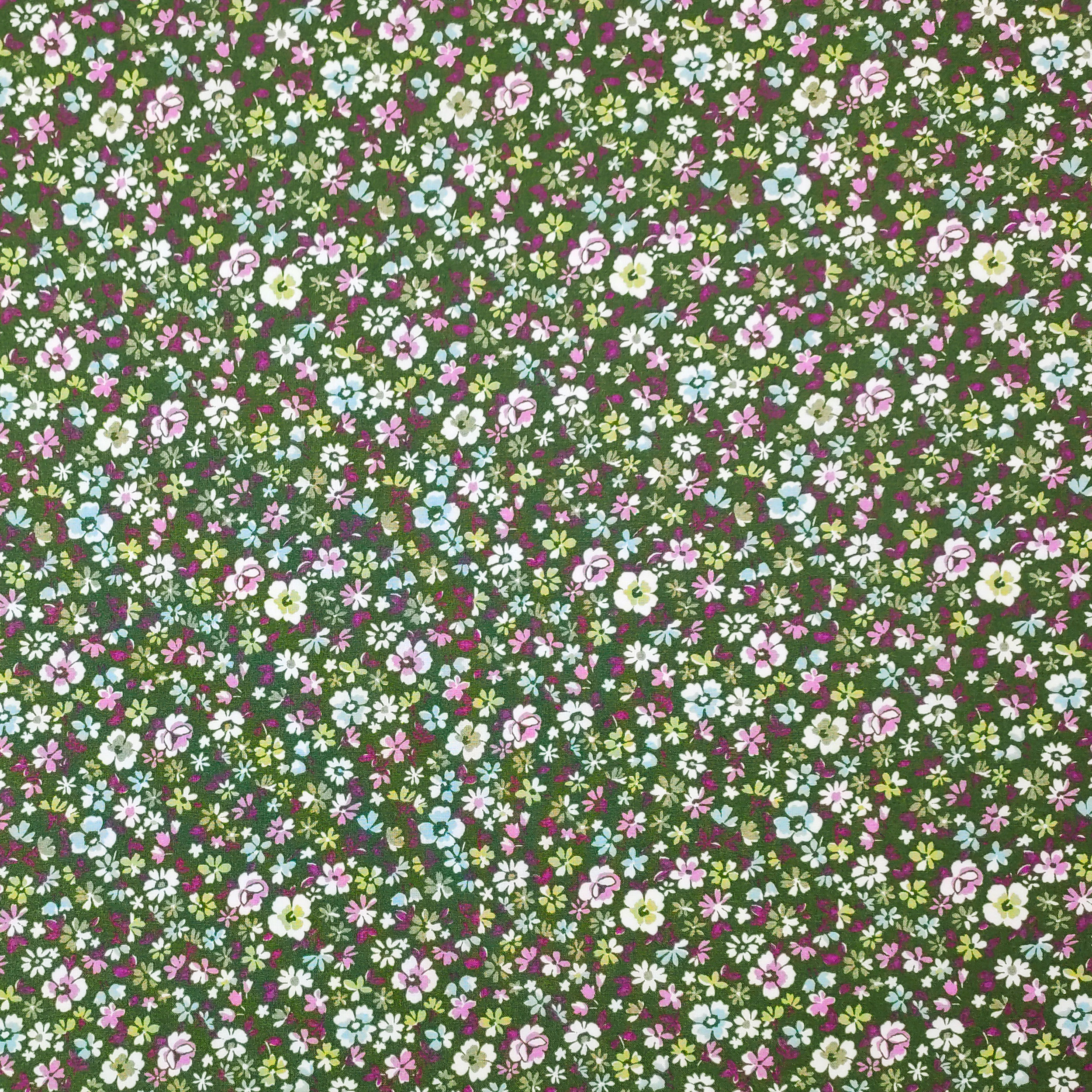 tessuto cotone fiori sfondo verde