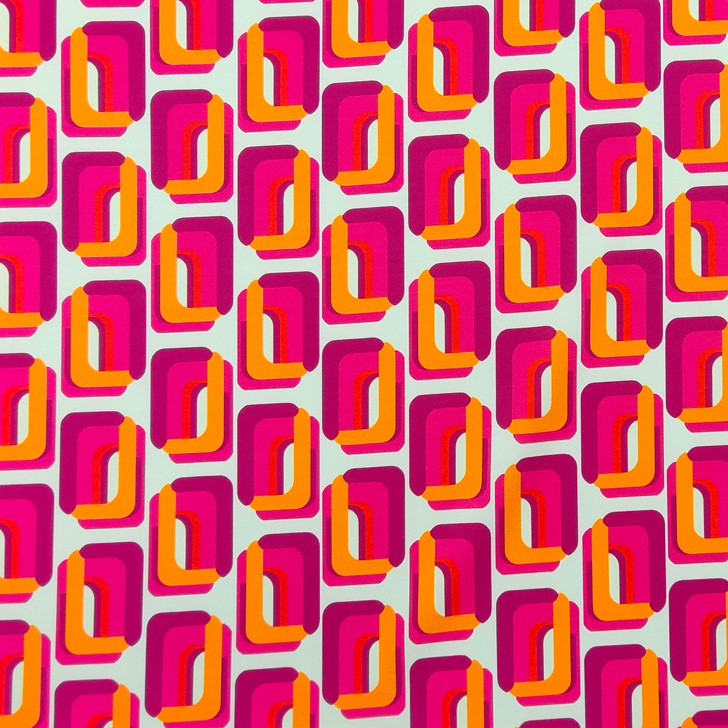 Tessuto Fantasia Alta Moda Fuxia e Arancio Image