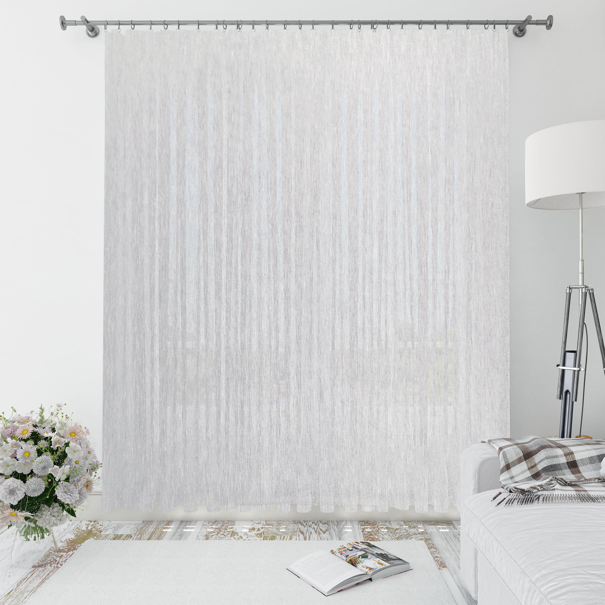 Tessuto Coprente per Tenda Finta Viscosa in Bianco - Main Image
