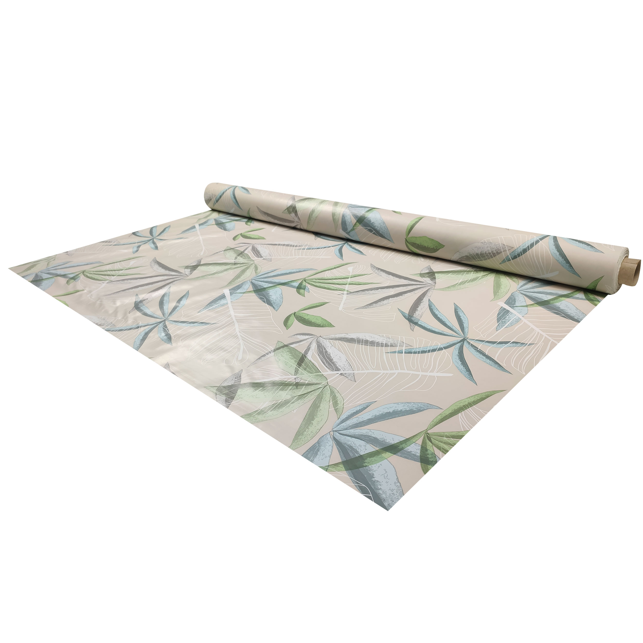 Tessuto Tovaglia Plastificata Foglie Sfondo Beige Image