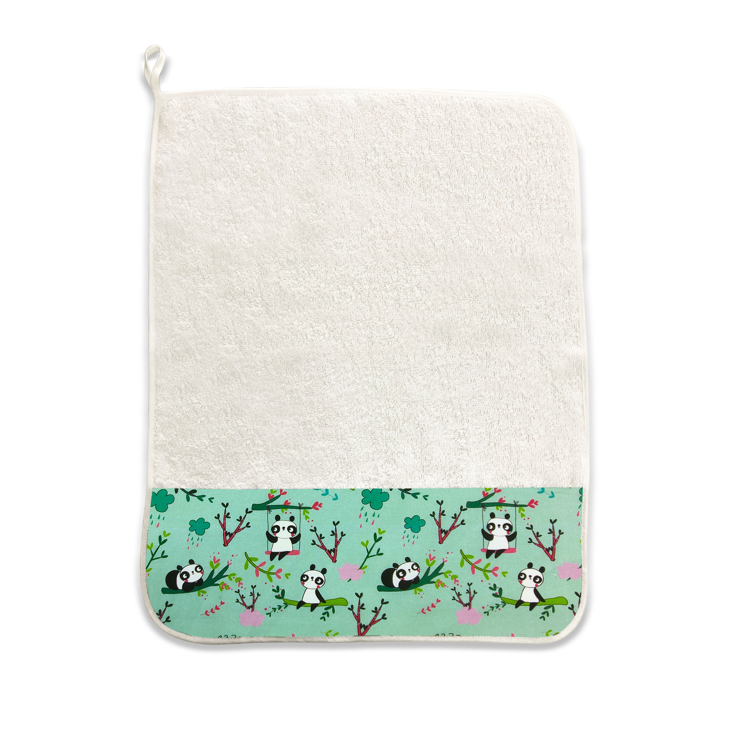 Coordinato Asilo Mini Panda Sfondo Verde Menta