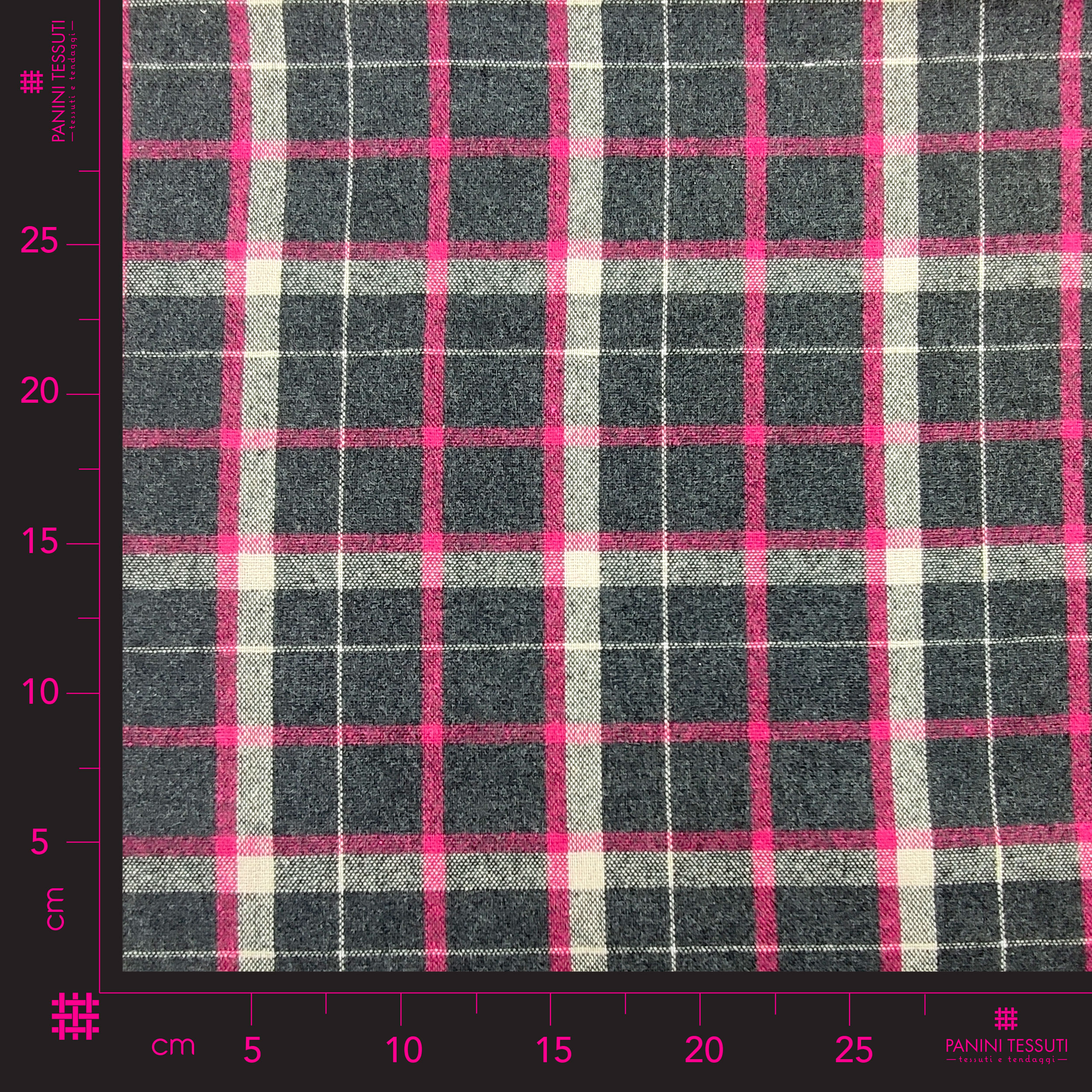 Scampolo Tartan Fuxia Bianco Misto Lana
