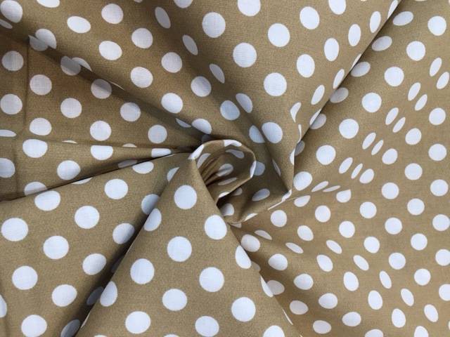 Tessuto Cotone Beige a Pois Grandi Image