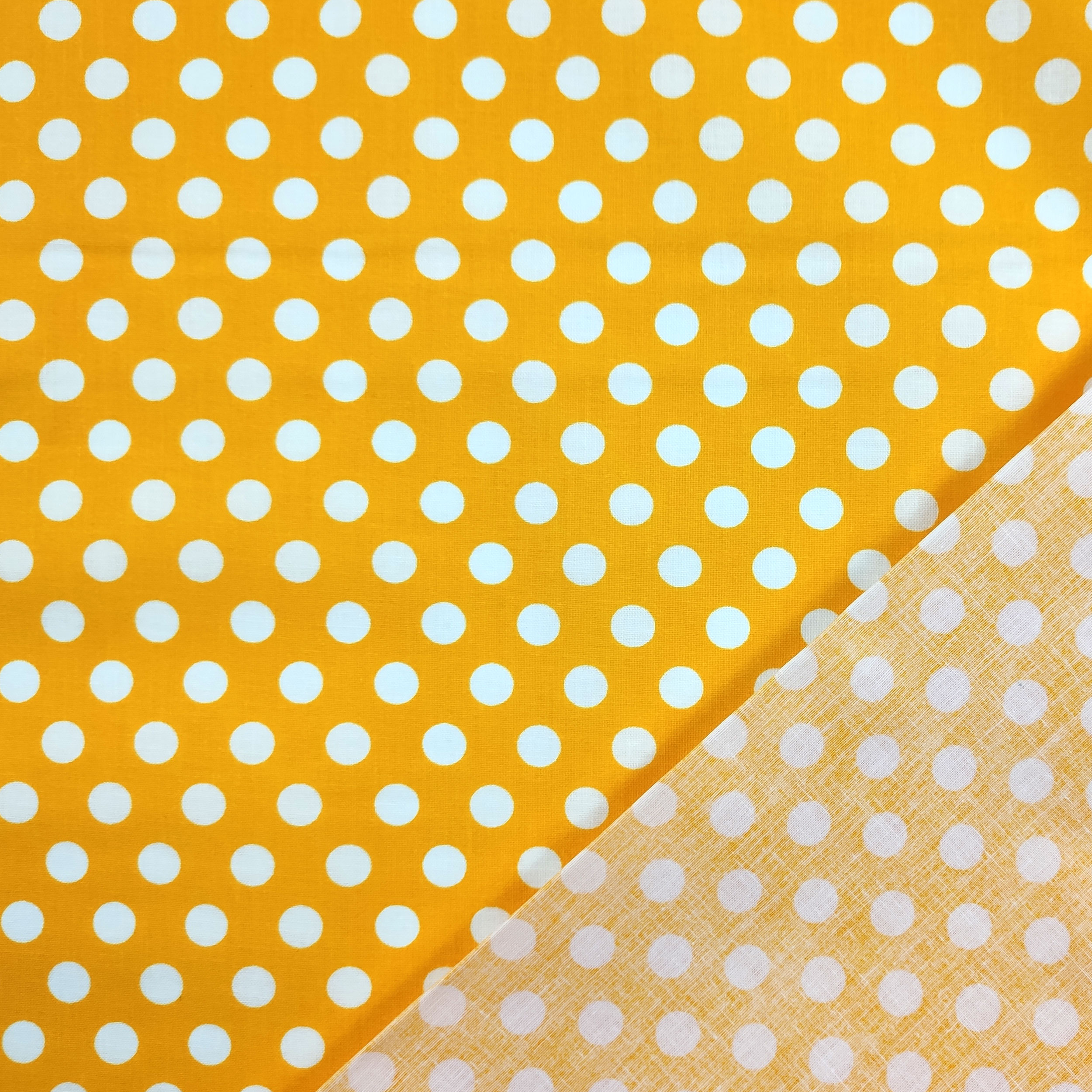 Tessuto Cotone Giallo a Pois Grandi Image