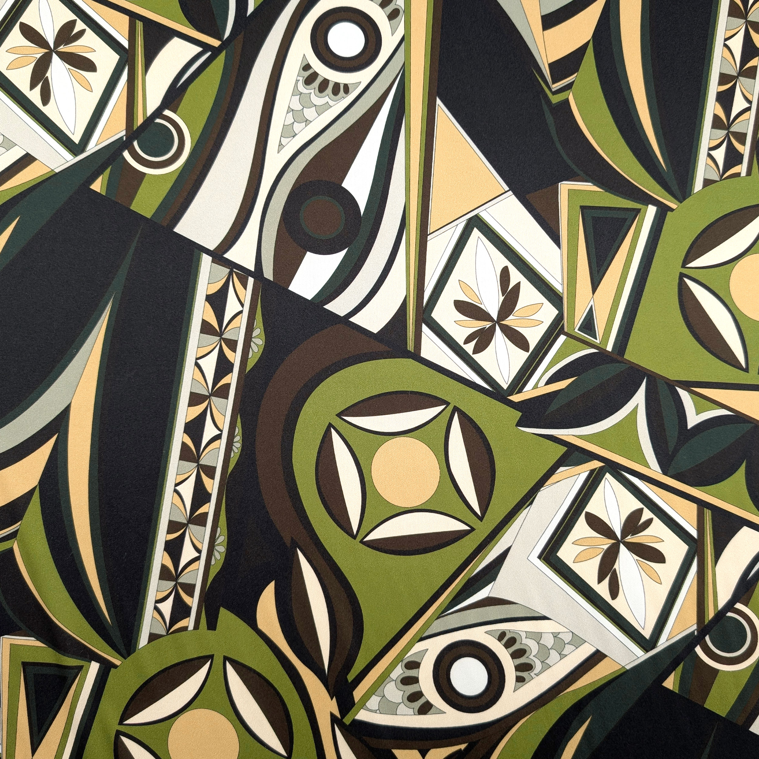 Raso Setato Alta Moda Fantasia Verde Marrone Image