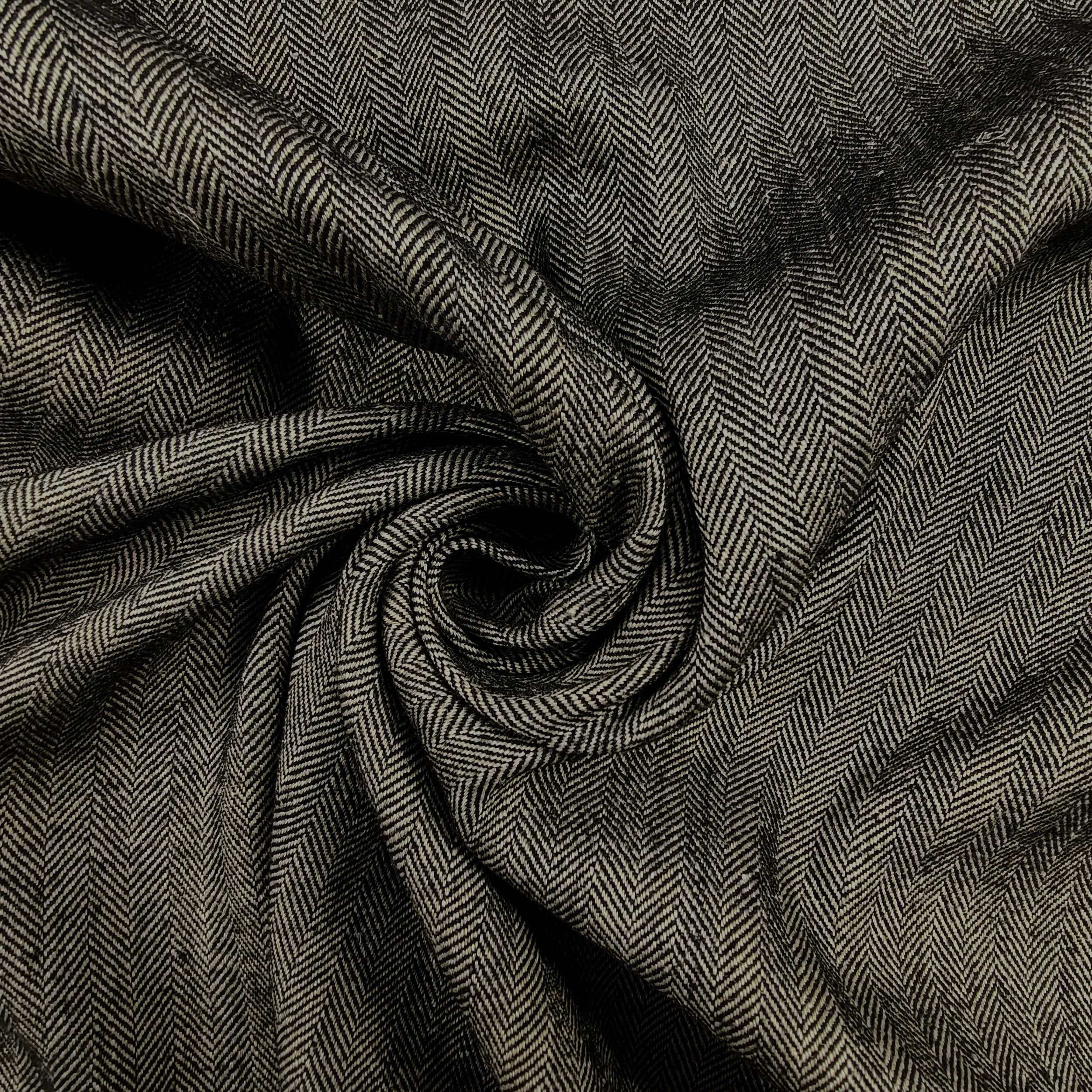 Lino Elasticizzato Spigato in Grigio