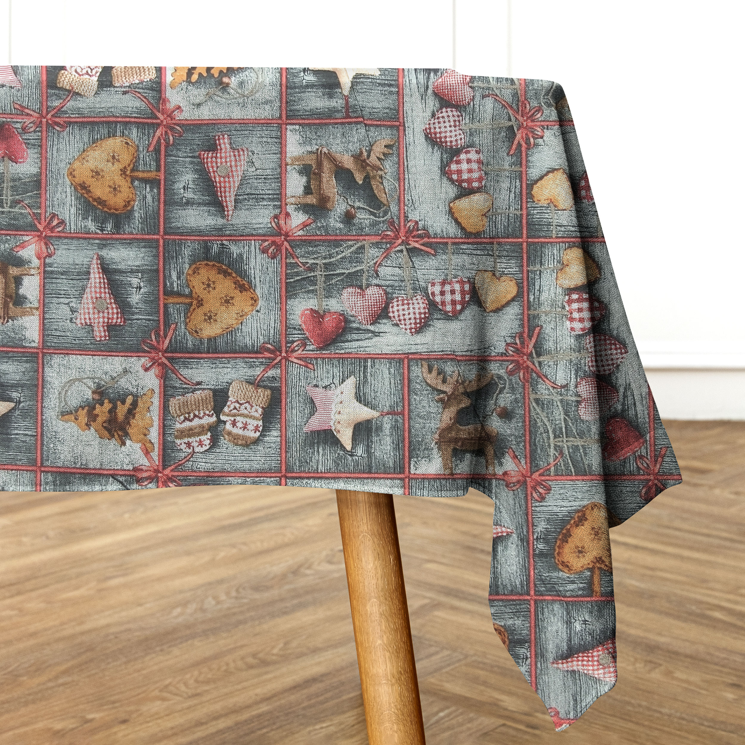 Tessuto Arredo Natalizio Grigio Decorazioni Shabby Image