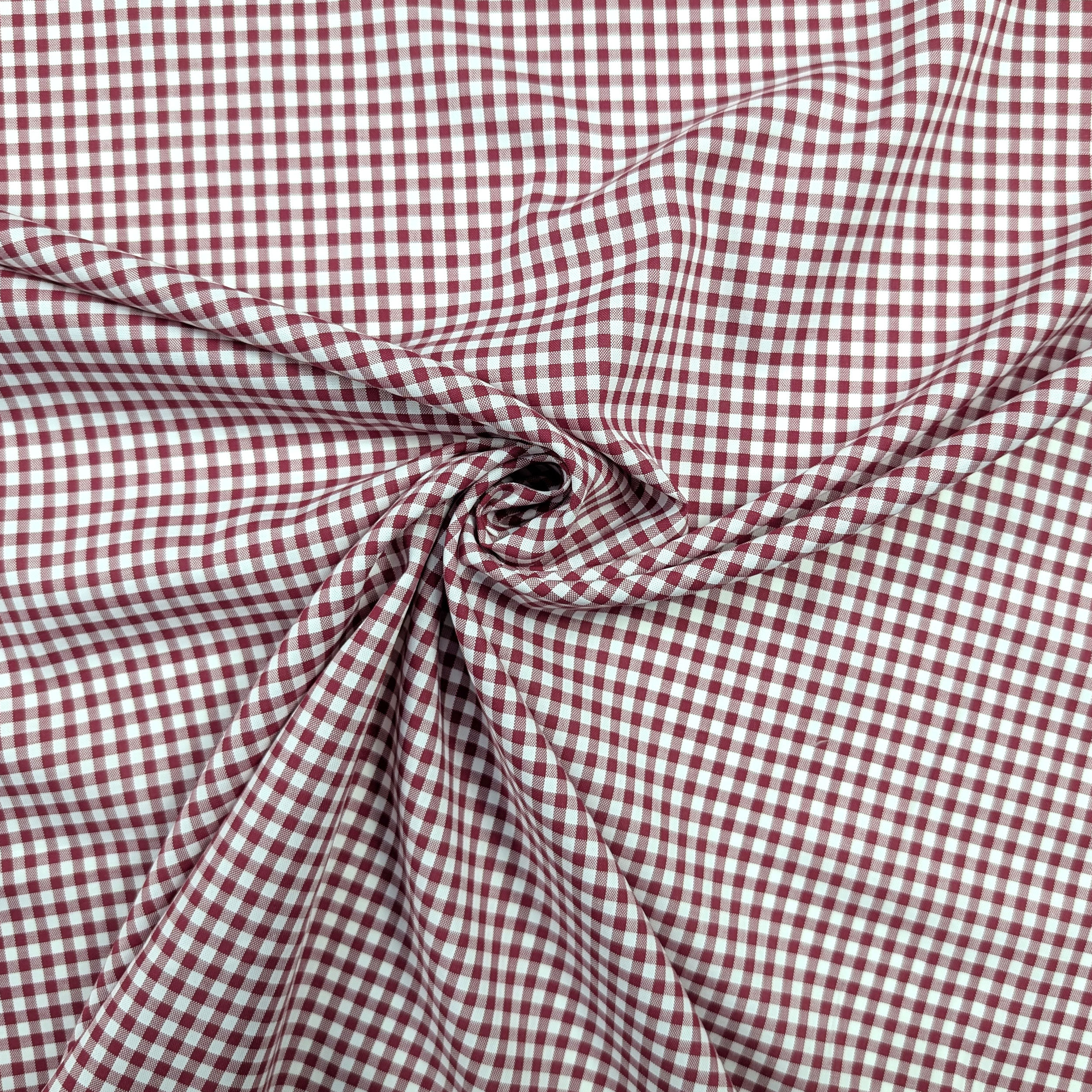 Cotone per Camiceria Quadrettino Bordeaux Image