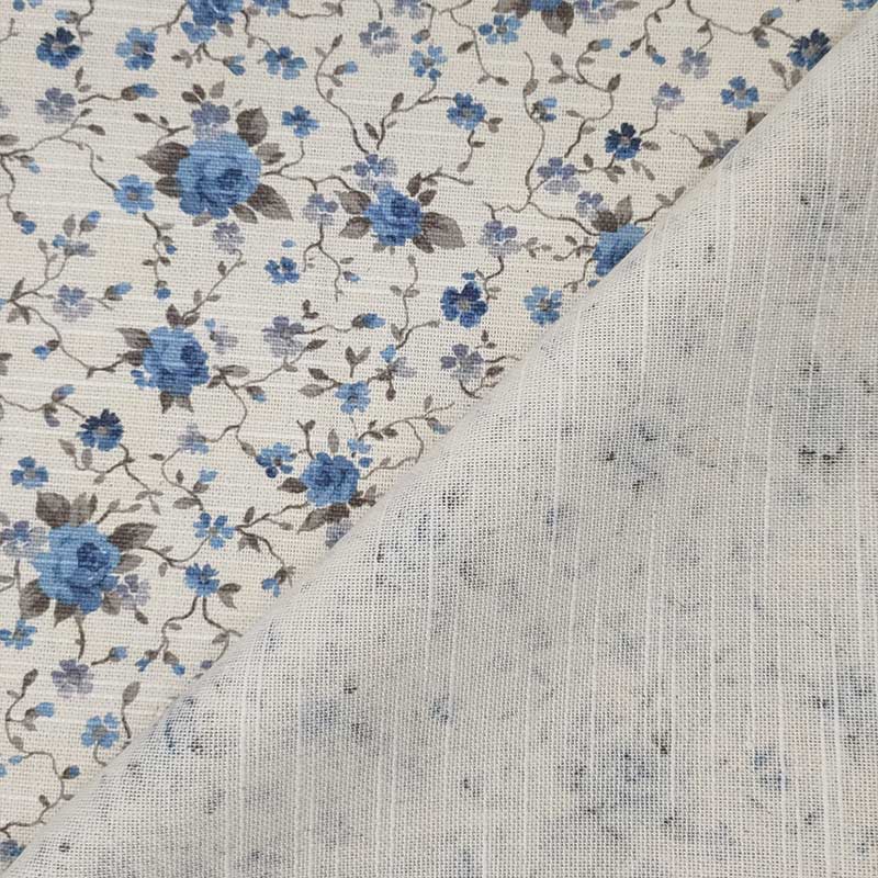 Tessuto Misto Cotone Fiorellini Azzurro Image