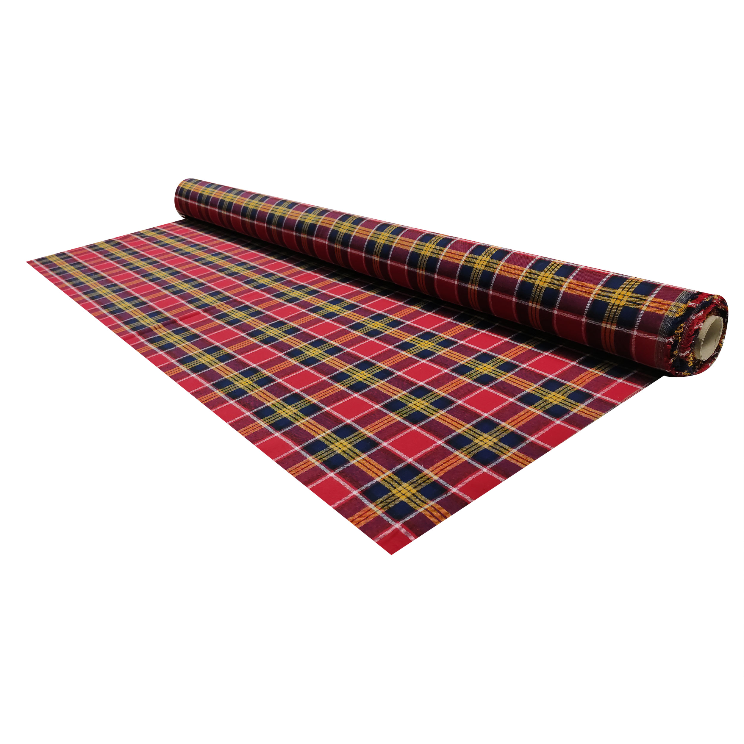 Tessuto Flanella Tartan Rosso Blu Giallo