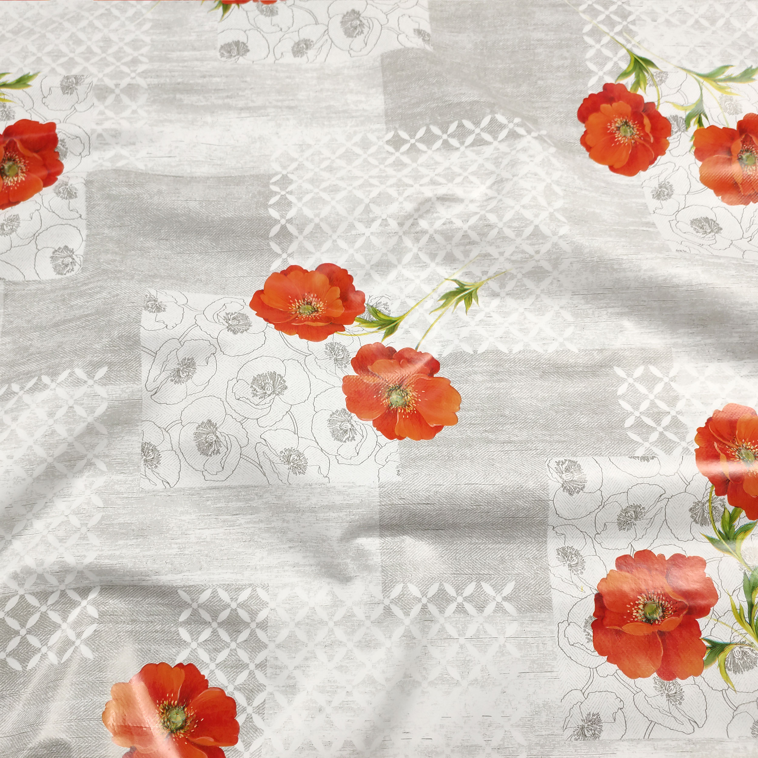 Tessuto per Tovaglia Cerata Papaveri Patchwork