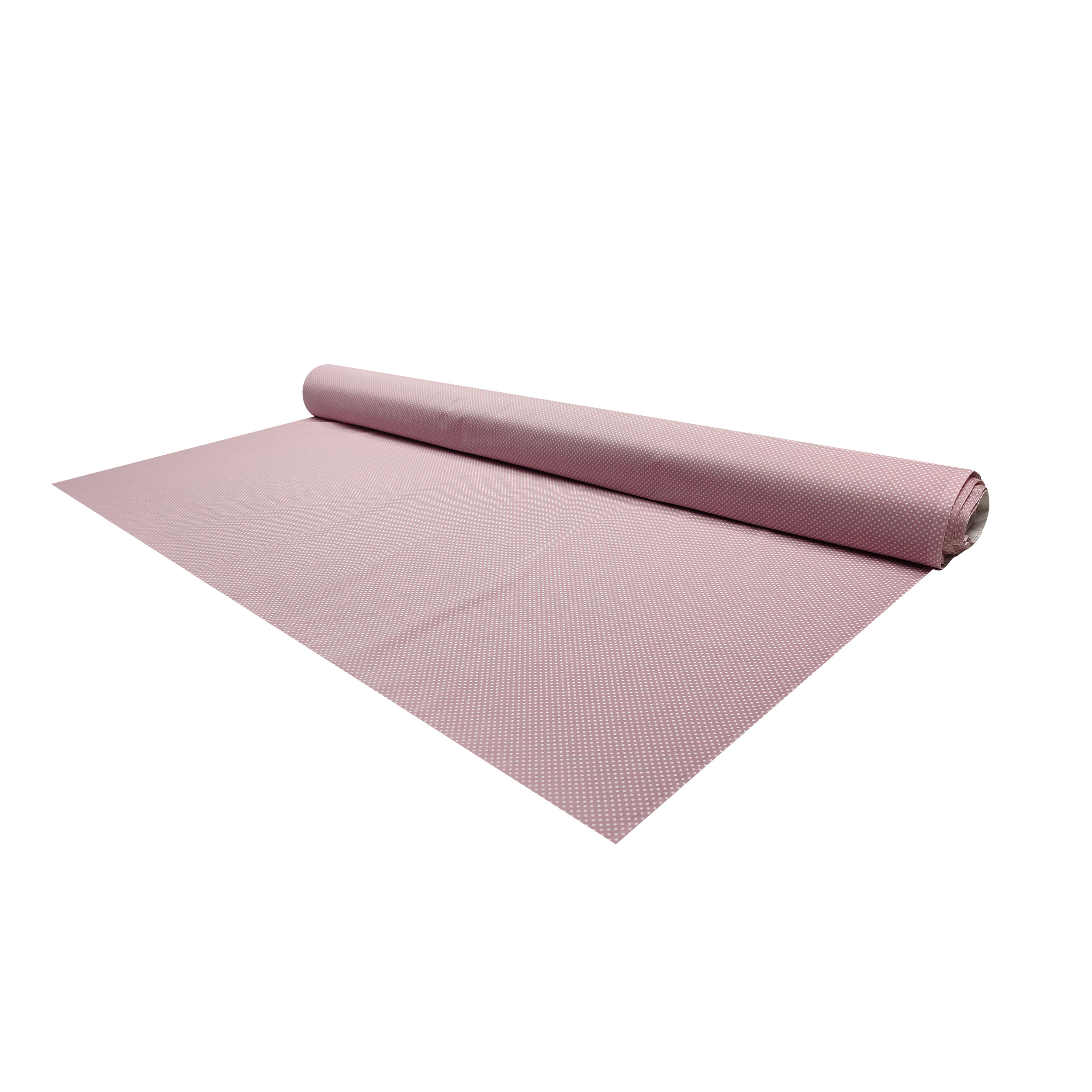 Tessuto Cotone Rosa Antico Pois Bianchi
