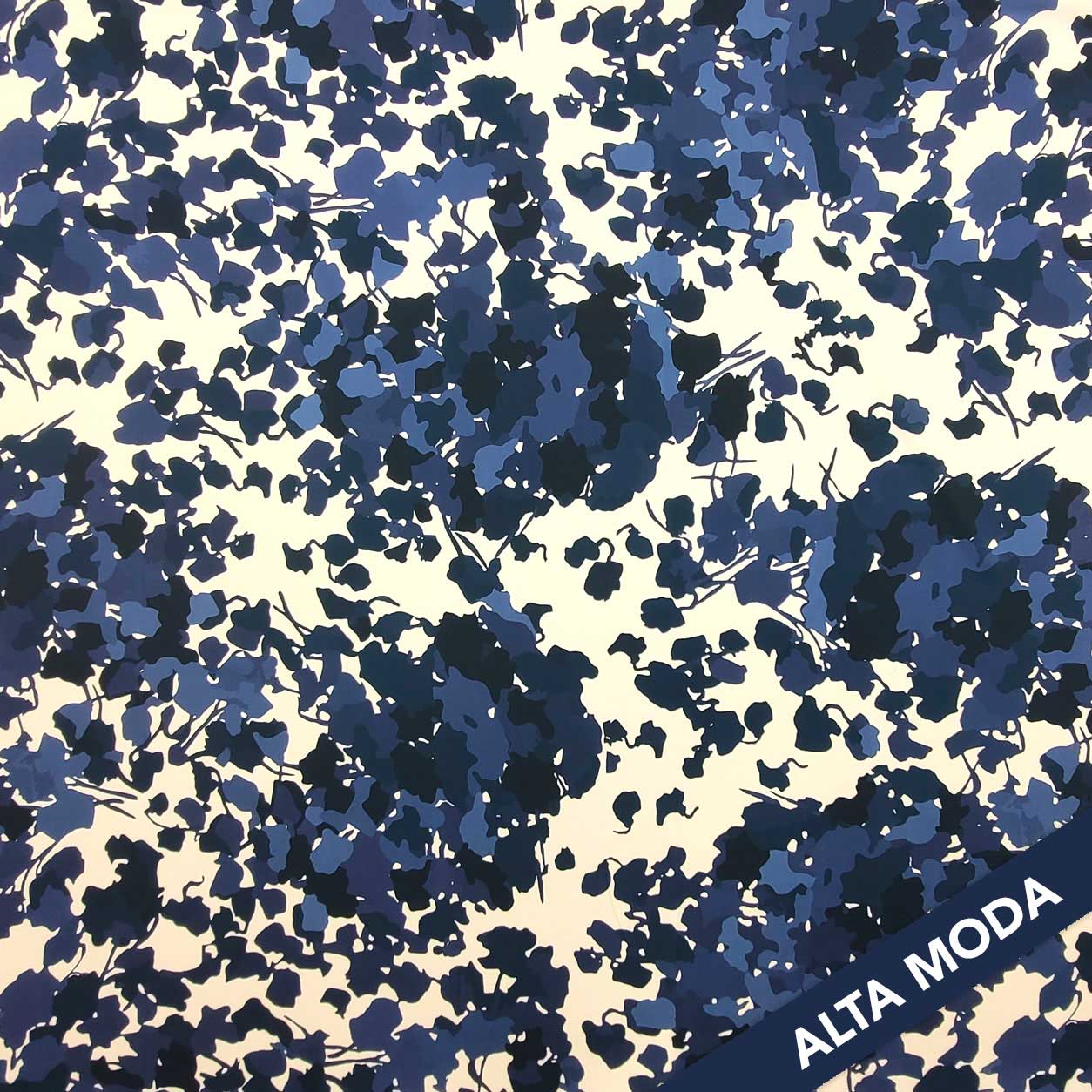 Rasetto Setato Alta Moda Fiori Astratti Blu