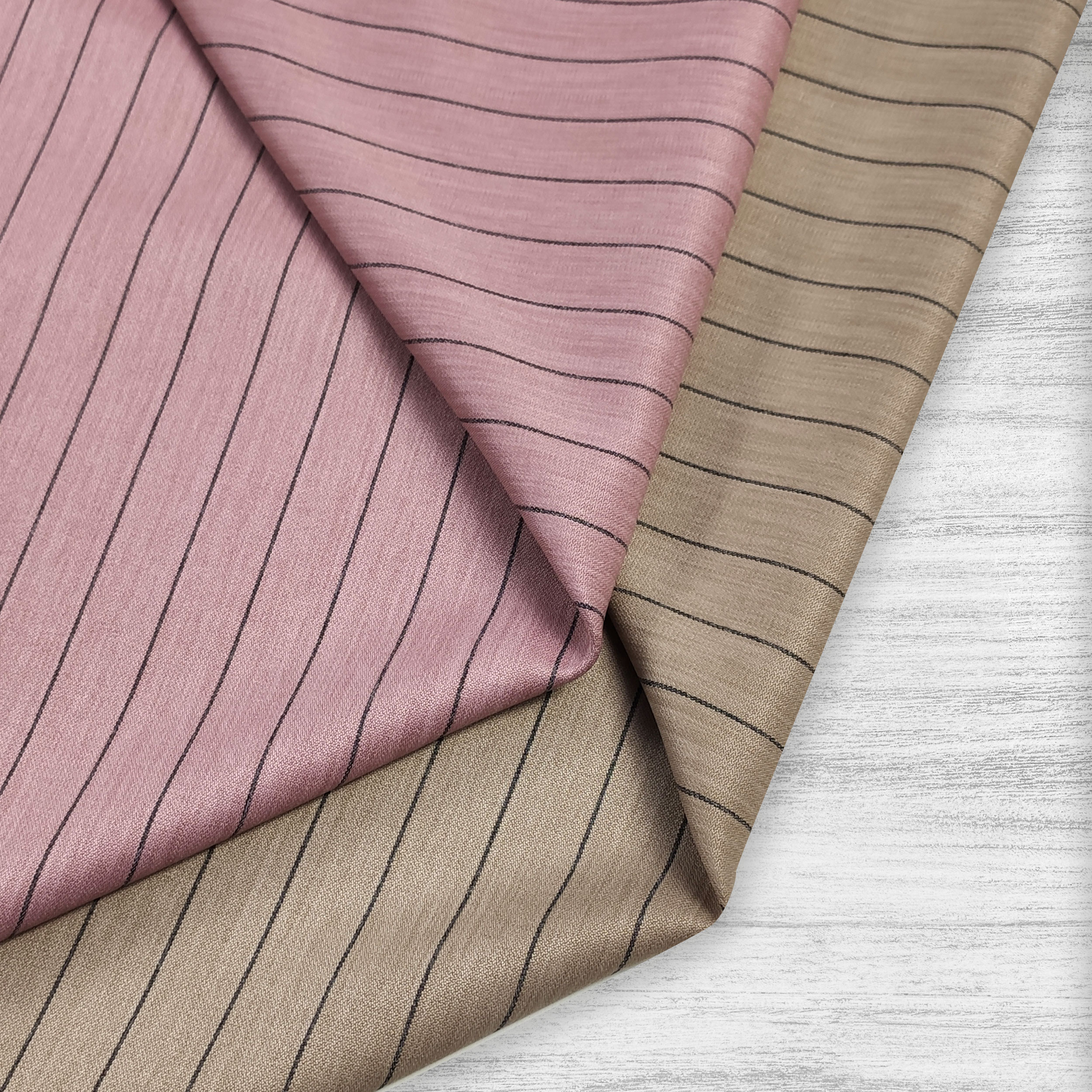 Tessuto Elasticizzato Gessato Lino Rosa