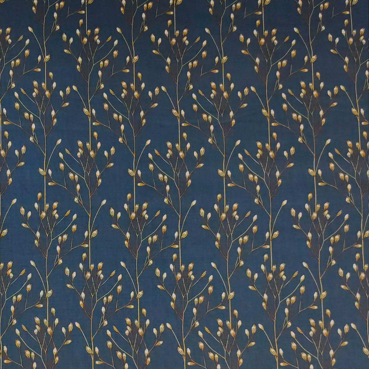 tessuto cotone gutermann ramoscelli floreali blu scuro
