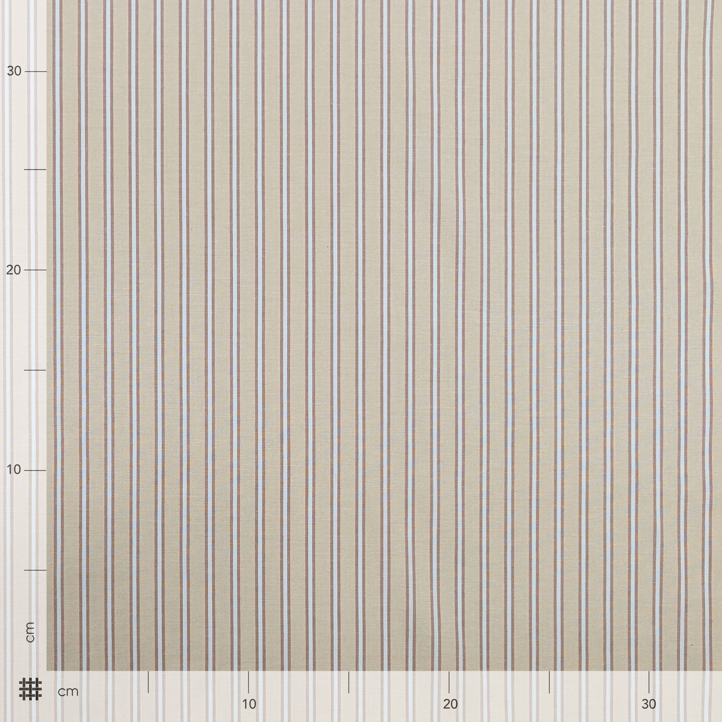 Cotone per Camiceria Elasticizzato Beige con Righe Image