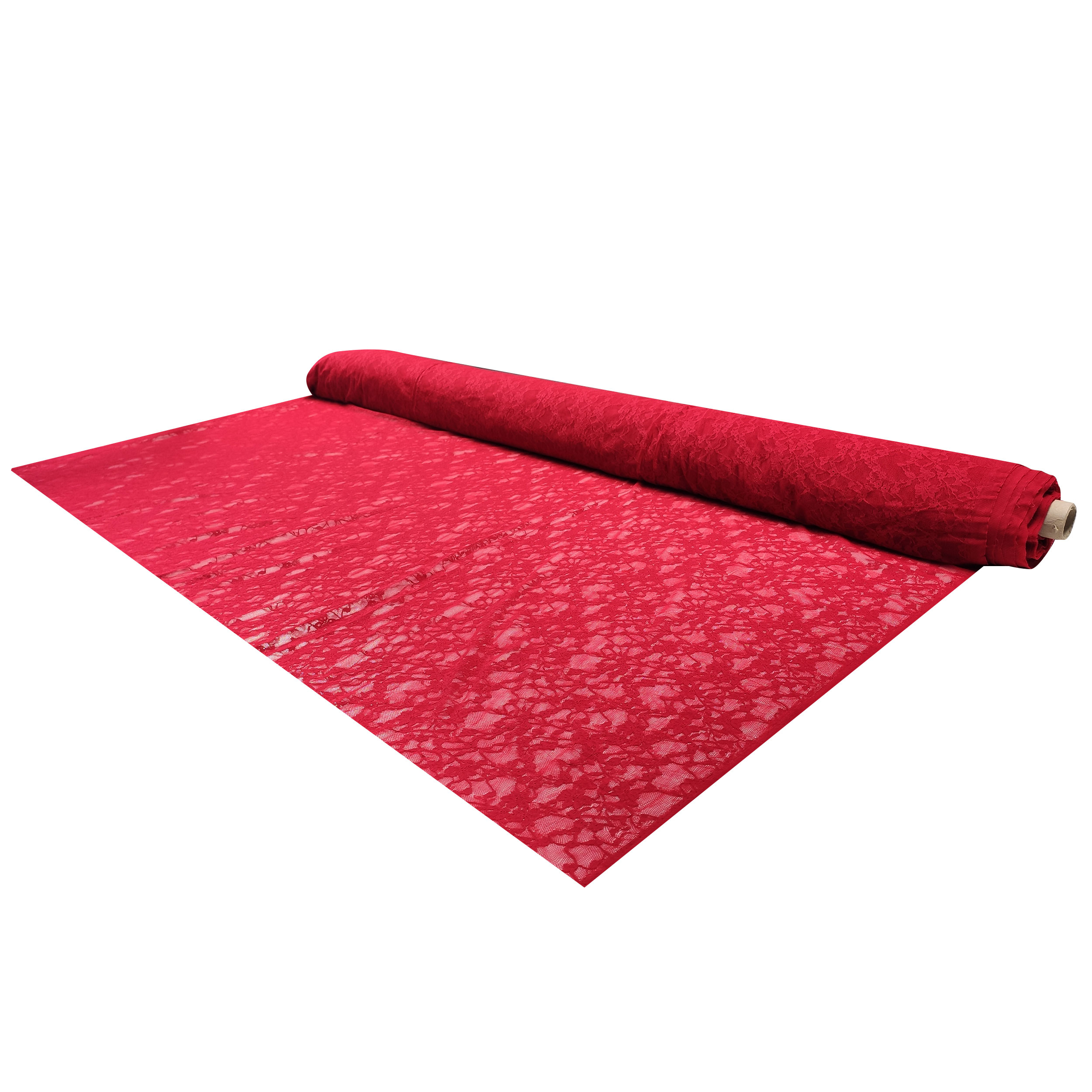 Pizzo Elastico Floreale in Rosso