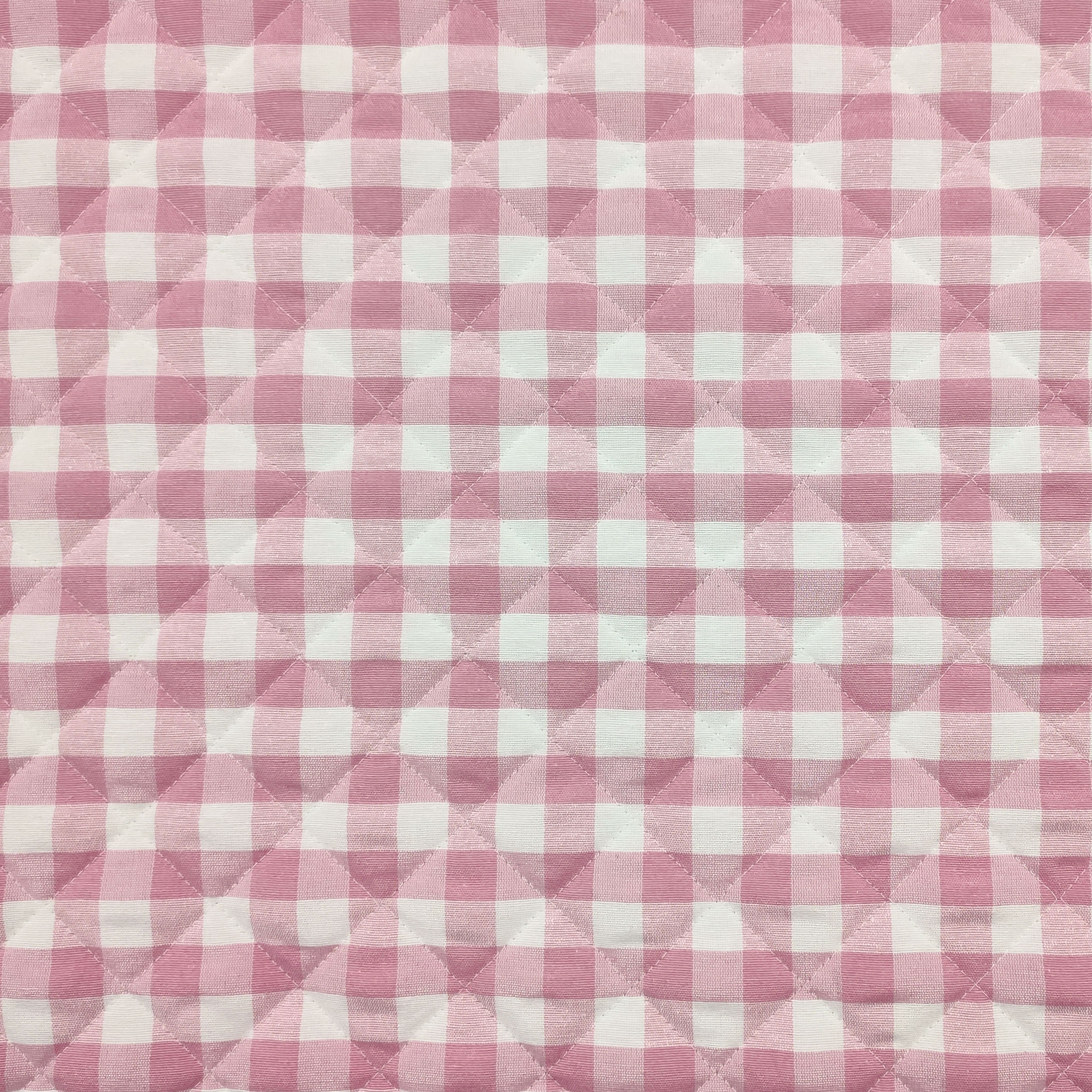 Tessuto Trapuntato Quadretti Rosa