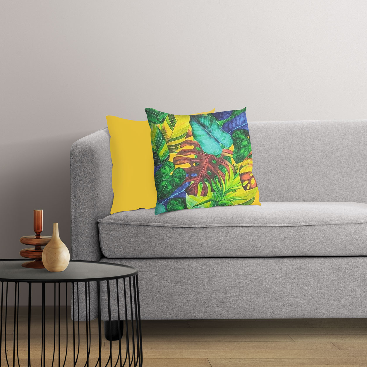 Tessuto Arredo Panama Foglie Tropicali Colorate