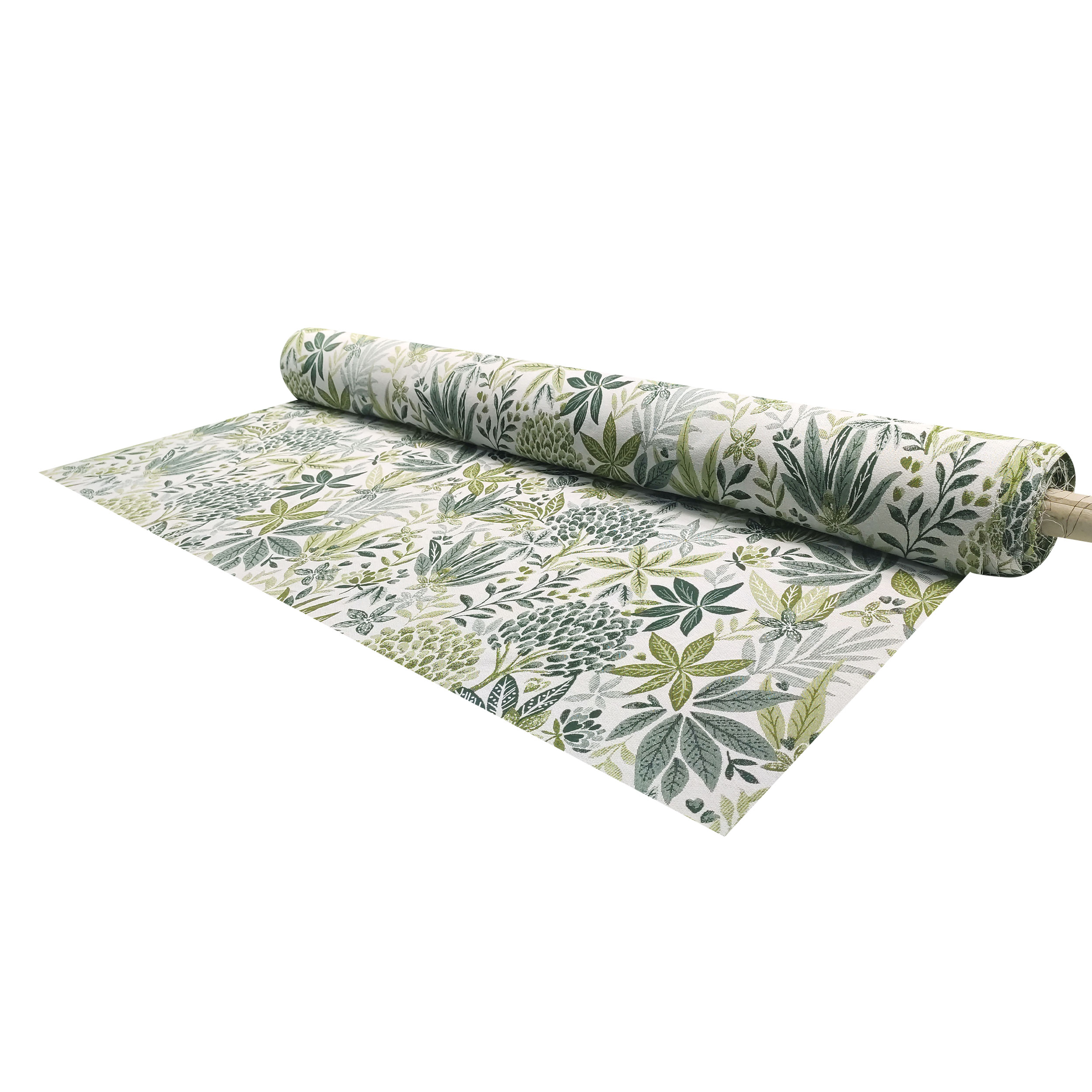 Jacquard Fiori e Foglie Verdi