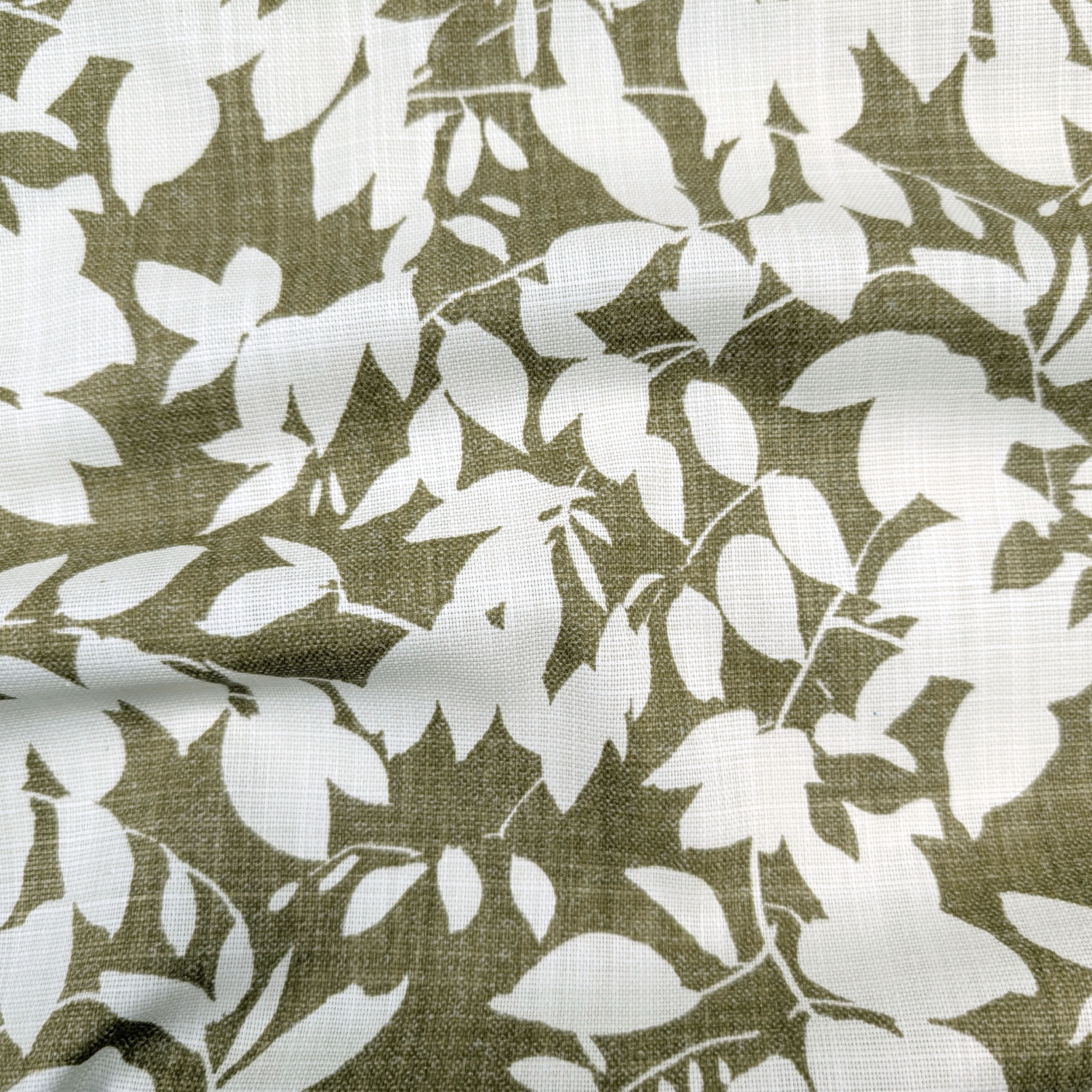 Cotone Lino Arredo Foglie Sfondo Oliva Image