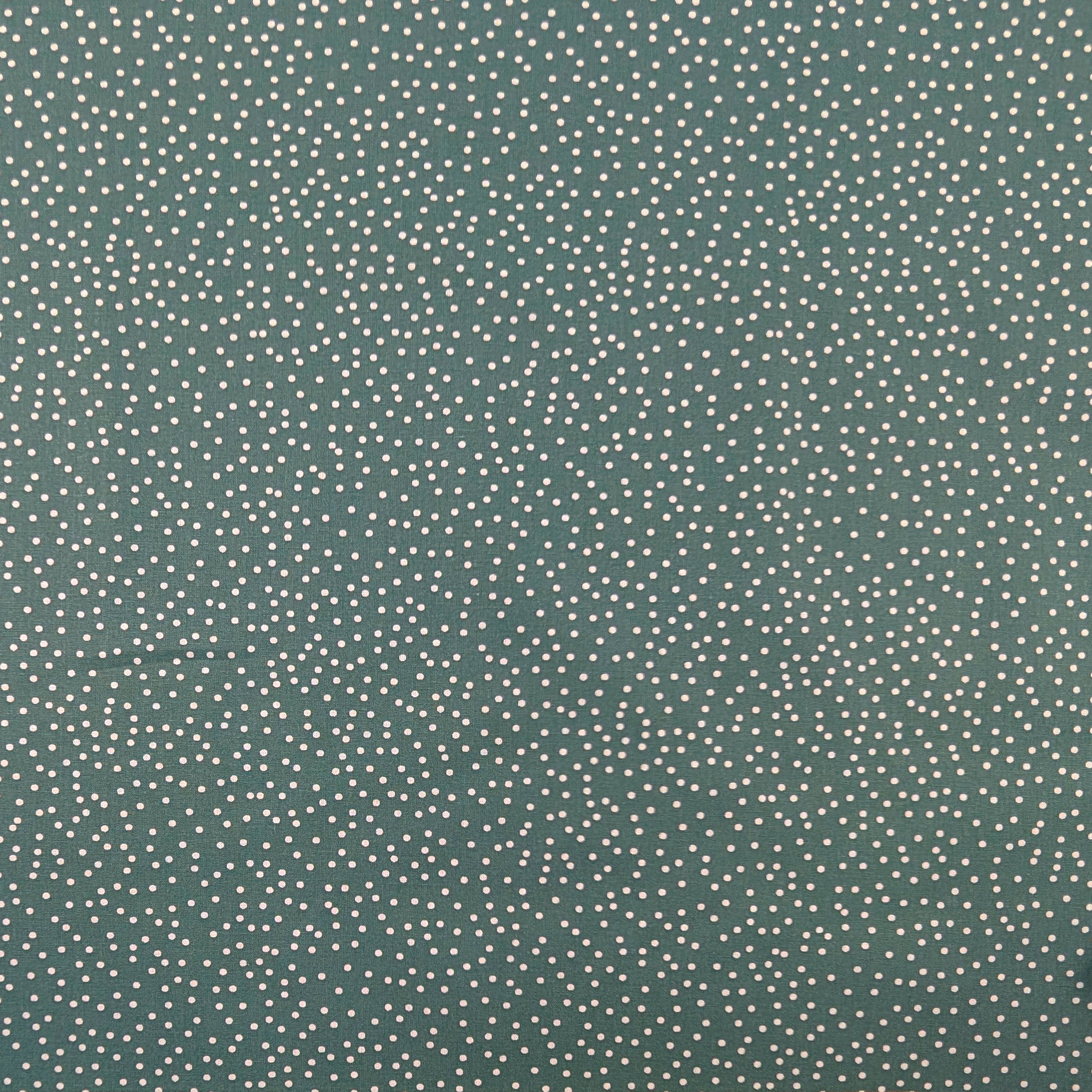 Popeline Cotone Pois Bianchi Sfondo Verde Grigio Image
