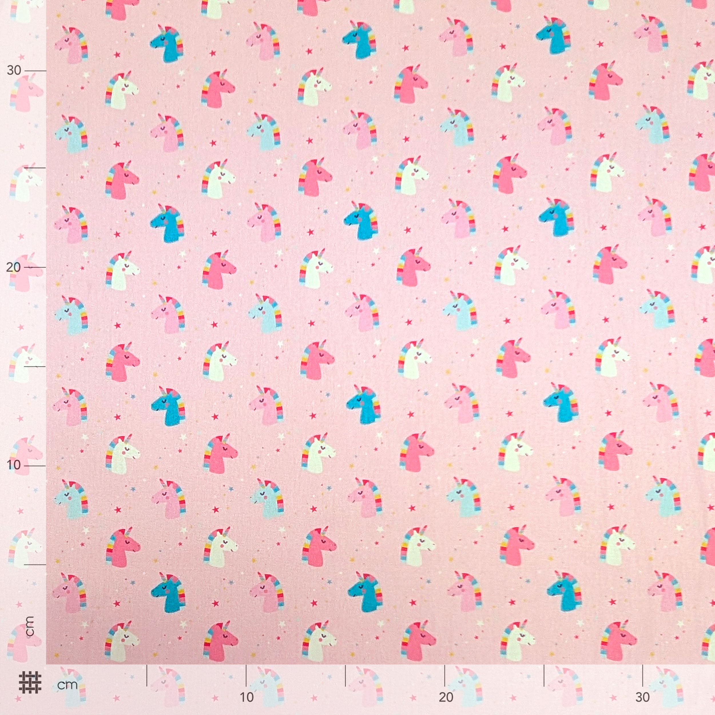 Ritaglio Popeline di Cotone Unicorni Sfondo Rosa 115x145 cm Image