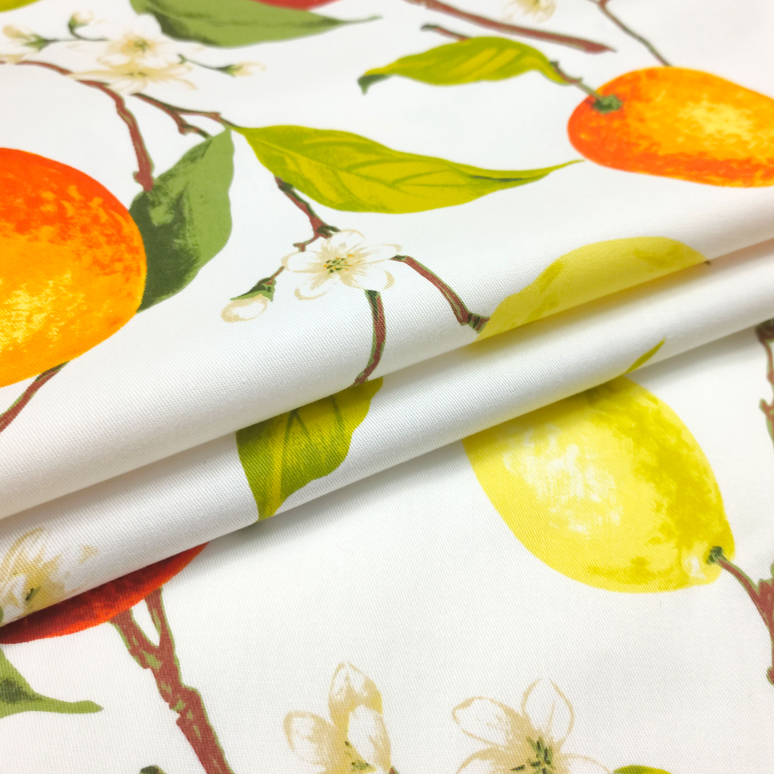 Tessuto per Tovaglia in Cotone Fantasia Limoni e Arance