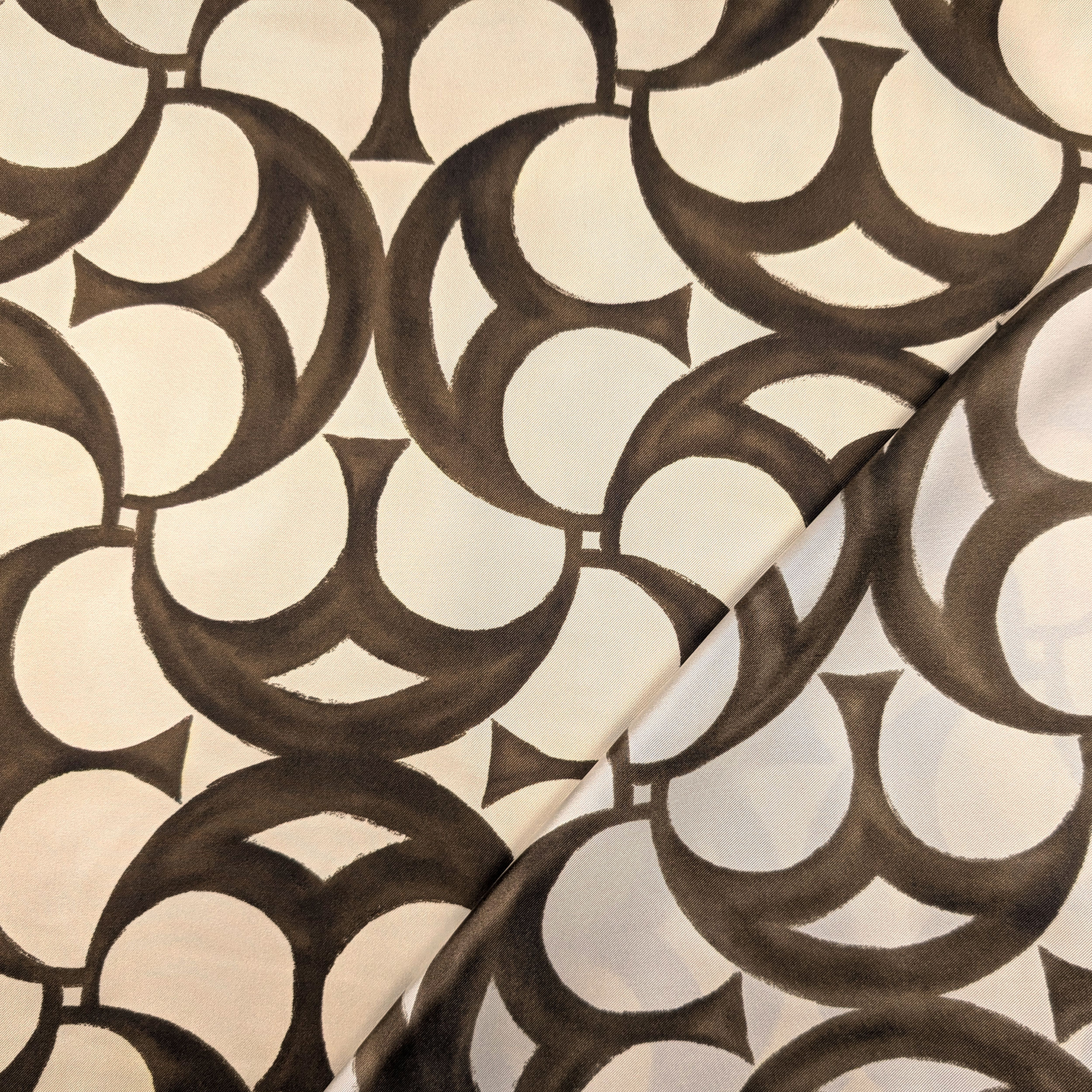 Twill Seta Geometrie Marroni Alta Moda Image