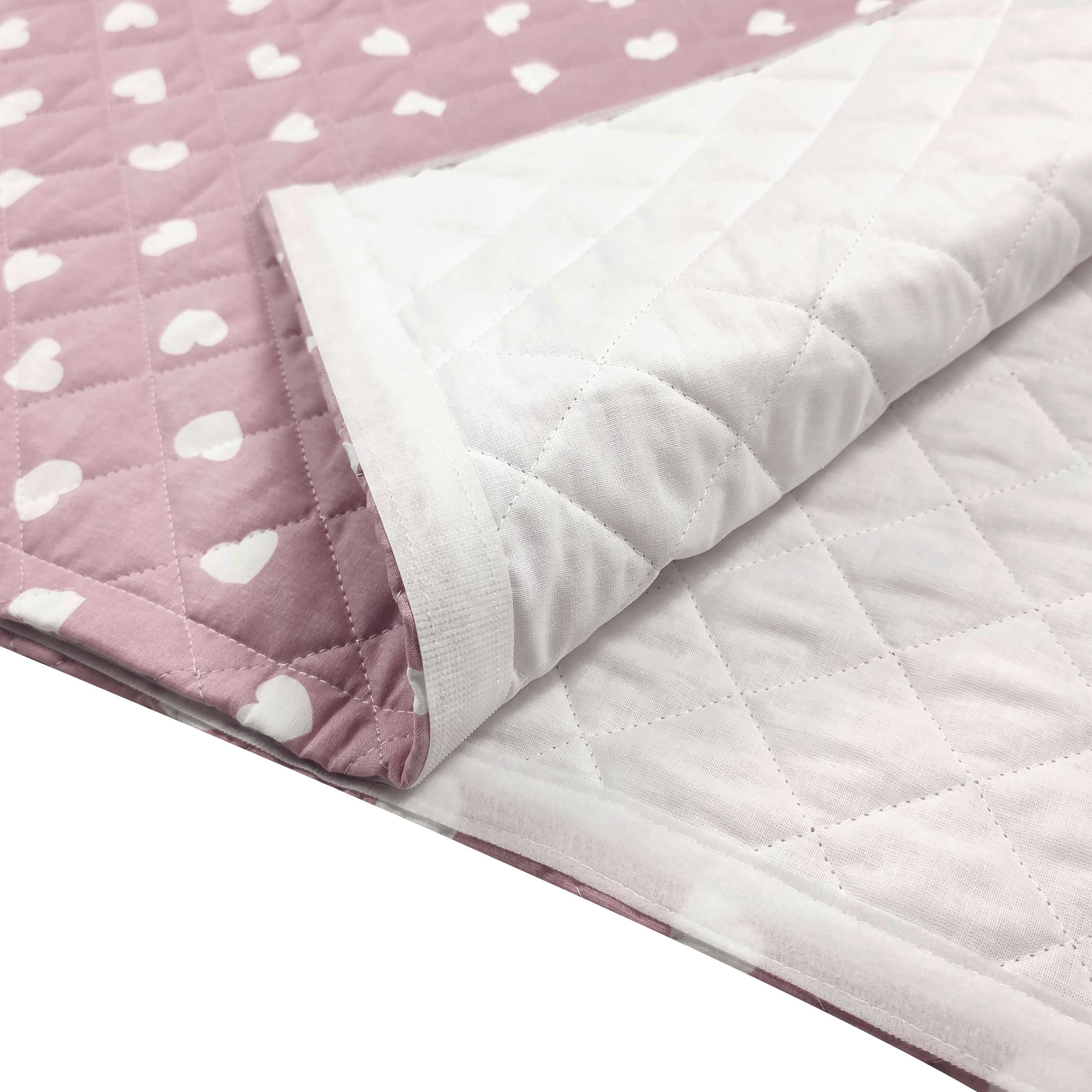 Sacco Nanna Sagomato per Brandine Cuori Bianchi con Sfondo Rosa Antico Image