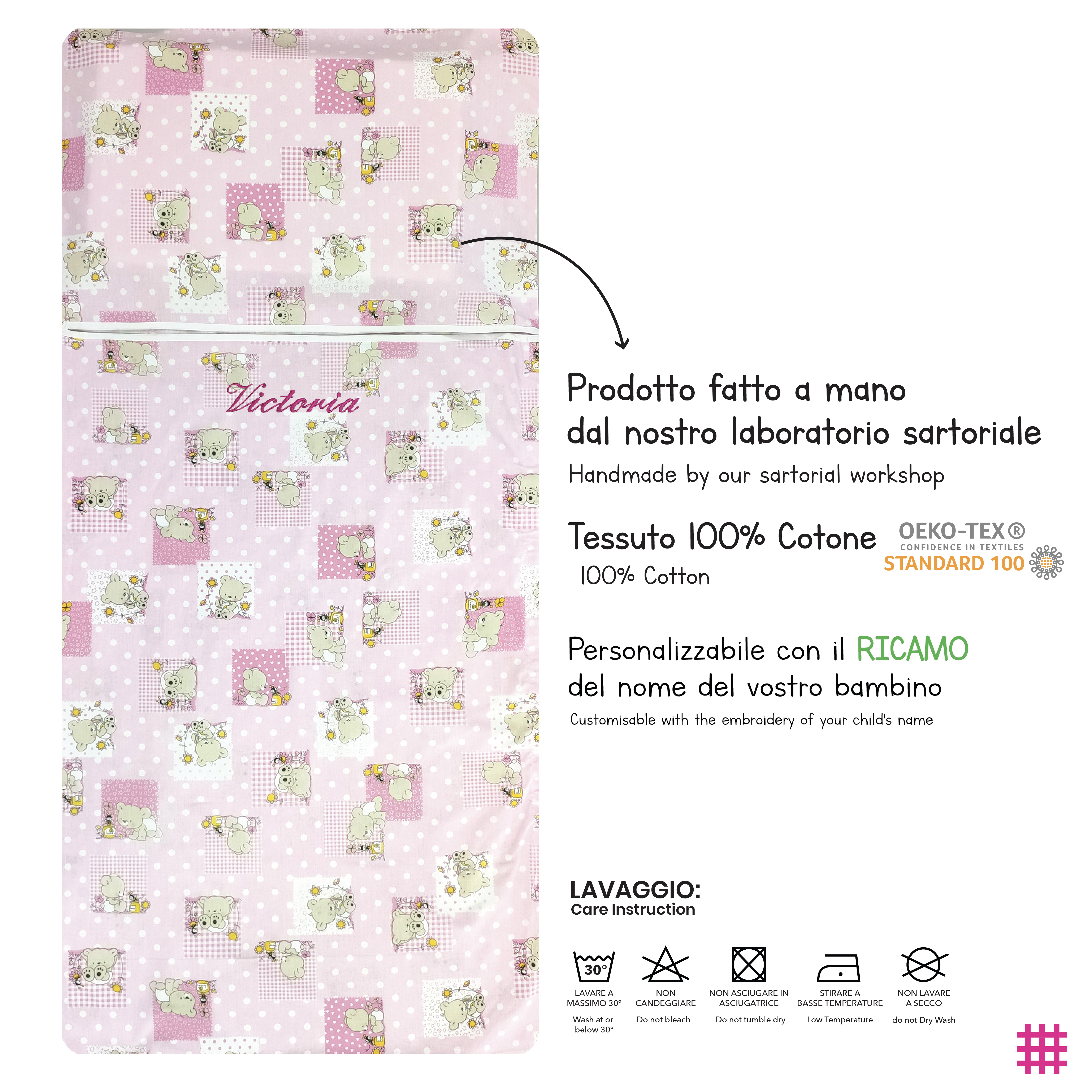 Sacco Nanna Estivo Orsetti e Api Rosa Image
