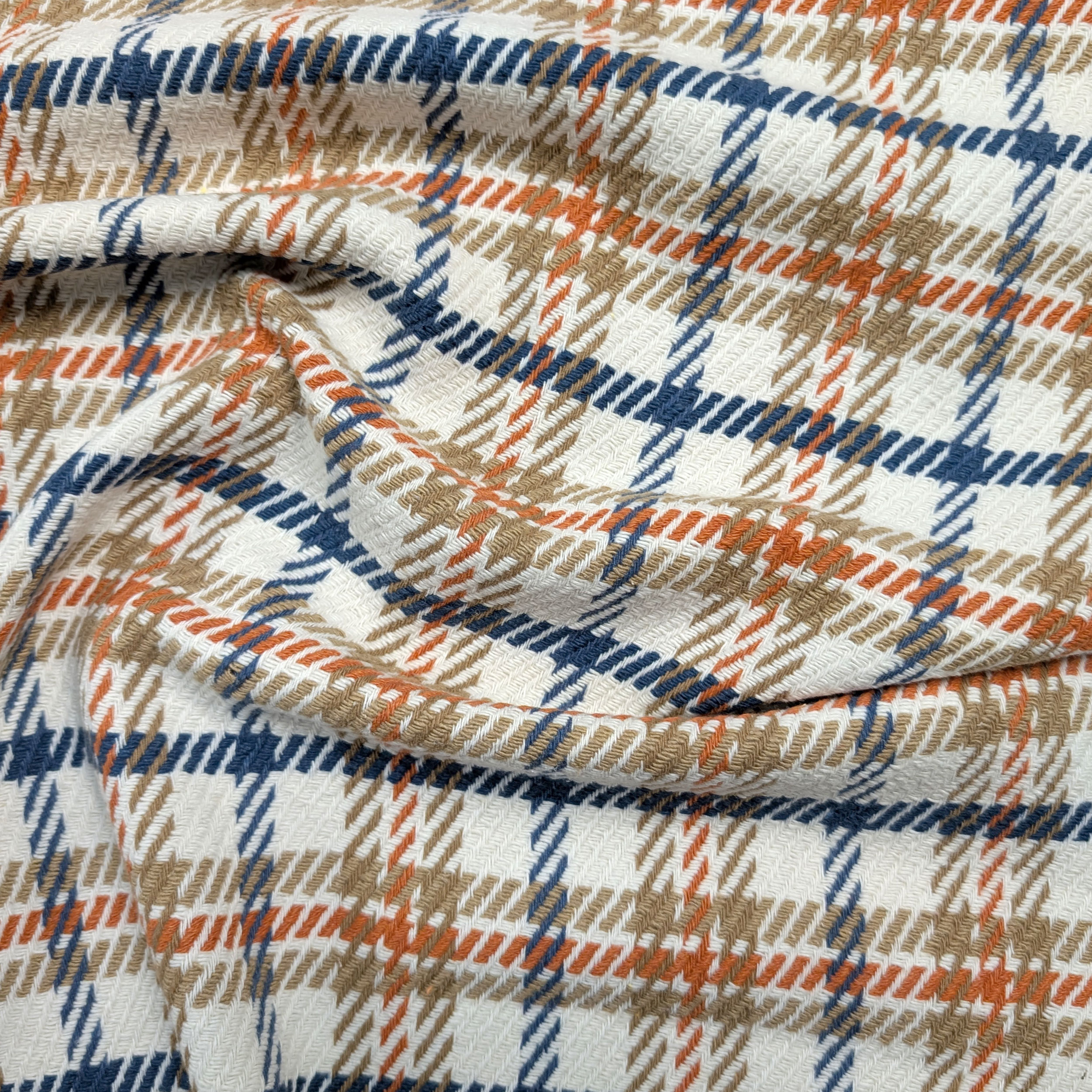Cappotto Puro Cotone Tartan Arancio Blu Nocciola Image