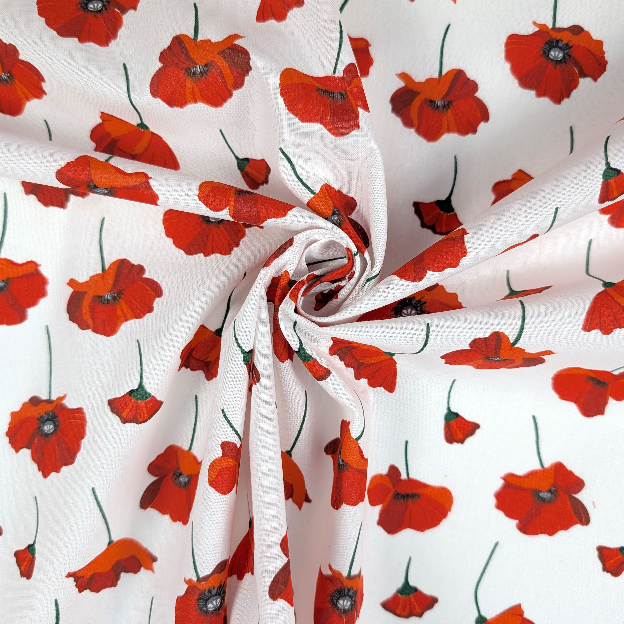 Cotone Papaveri Rossi in Fiore Image
