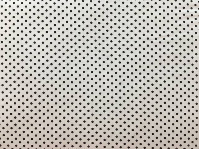 Tessuto cotone con pois neri 1